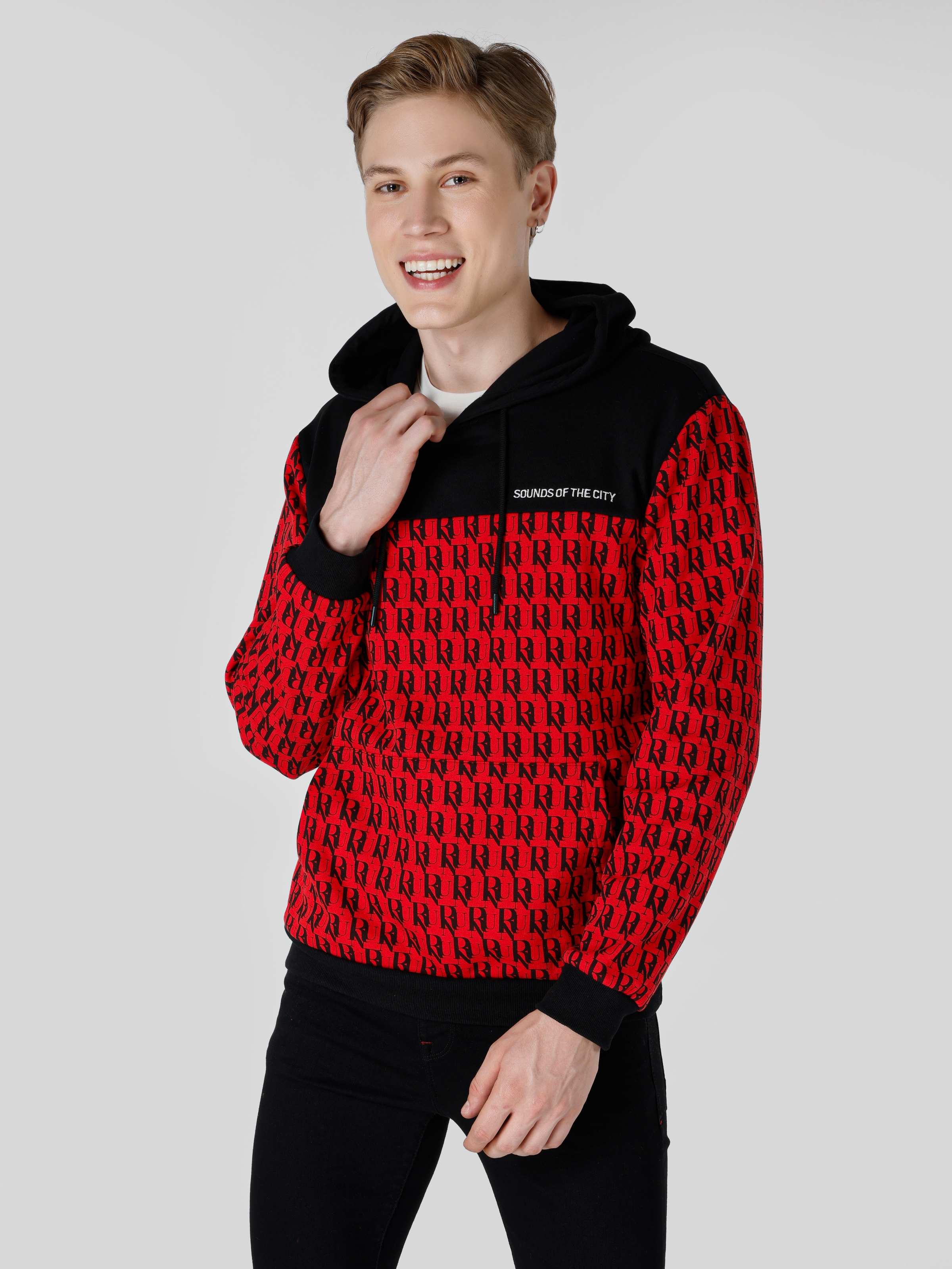 Regular Fit Baskılı Kırmızı Erkek Sweatshirt Cl1065895