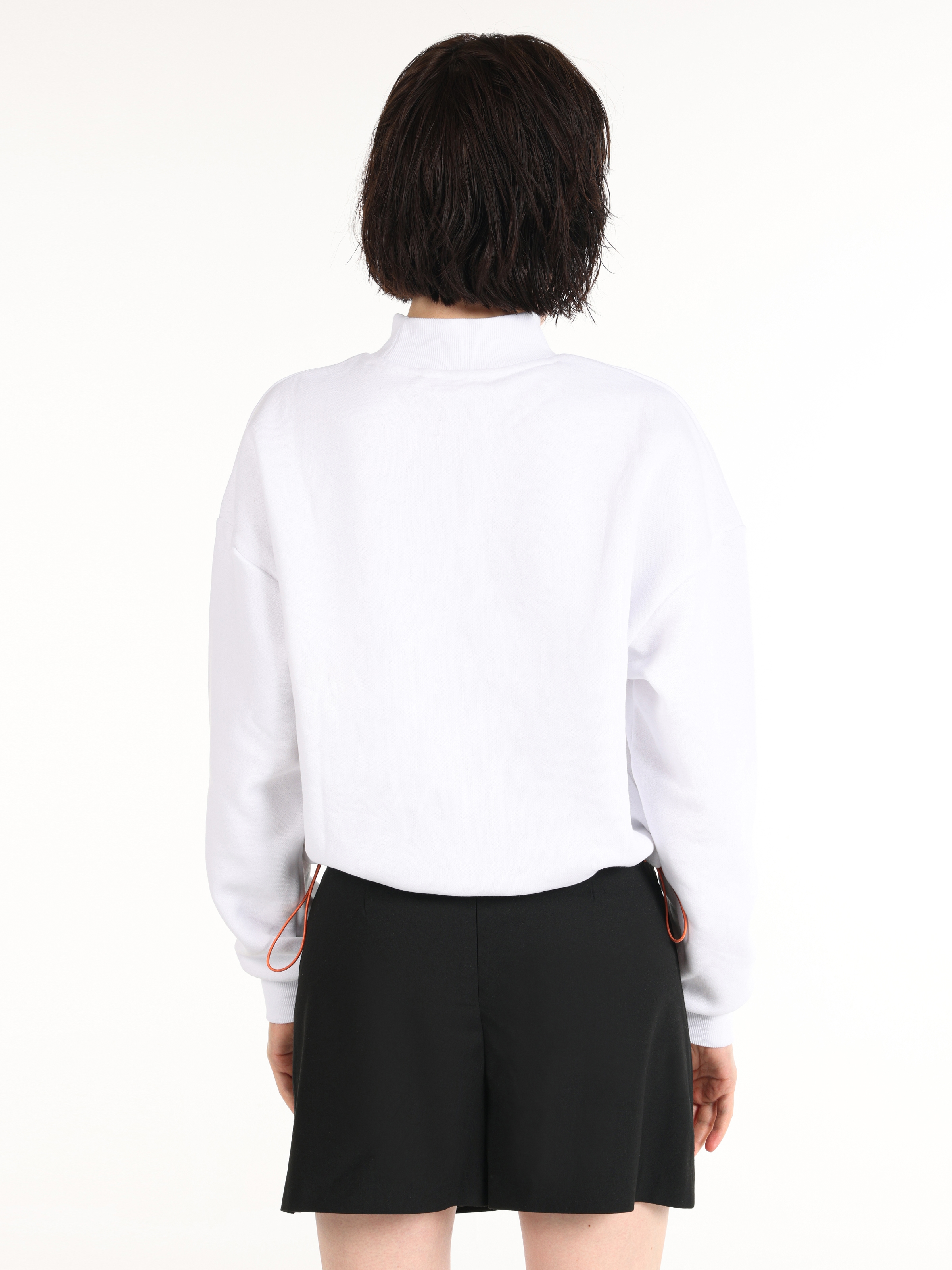 Regular Fit Baskılı Crop Beyaz Kadın Sweatshirt Cl1065081