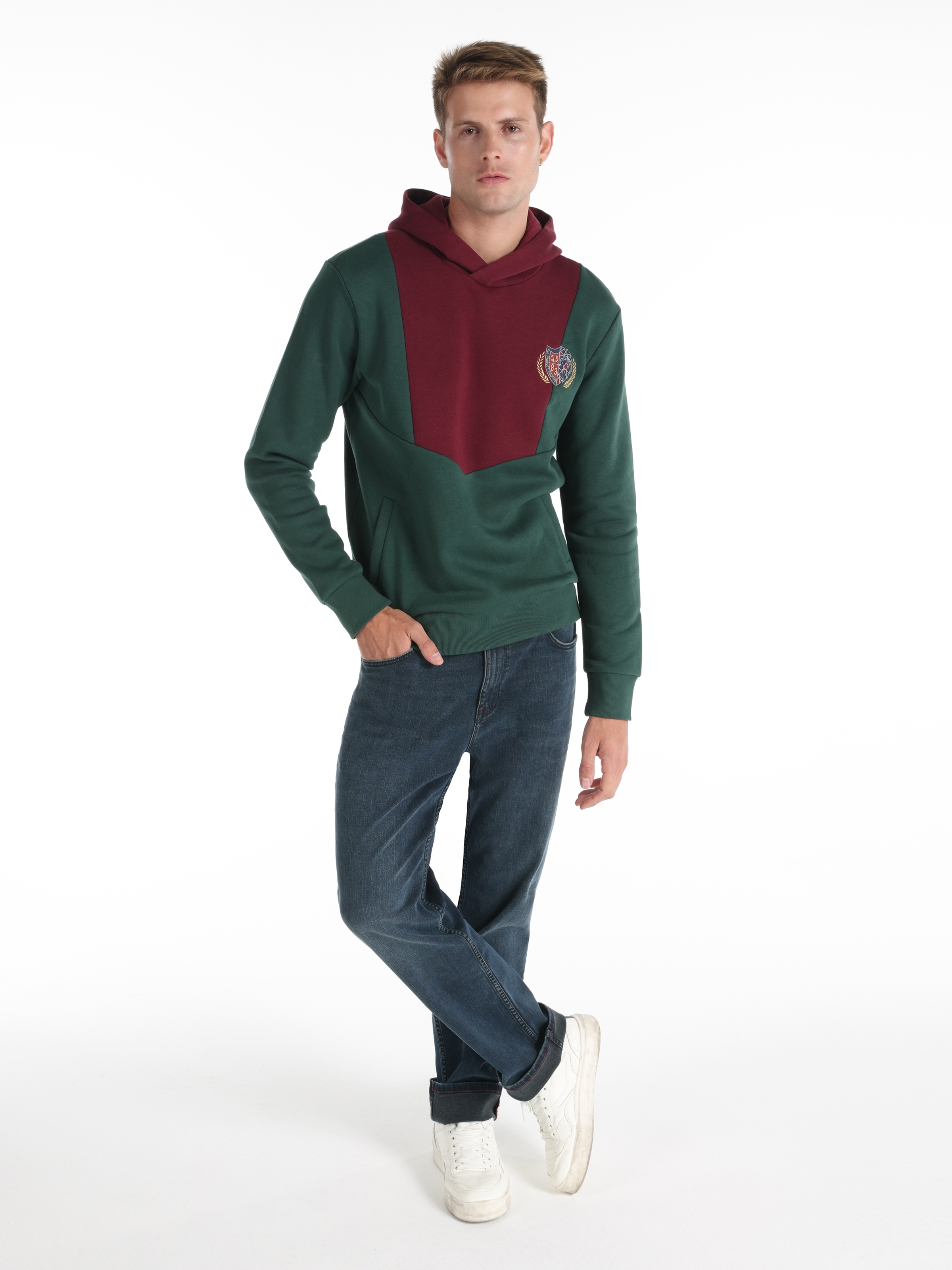 Regular Fit Baskılı Yeşil Erkek Sweatshirt Cl1066253