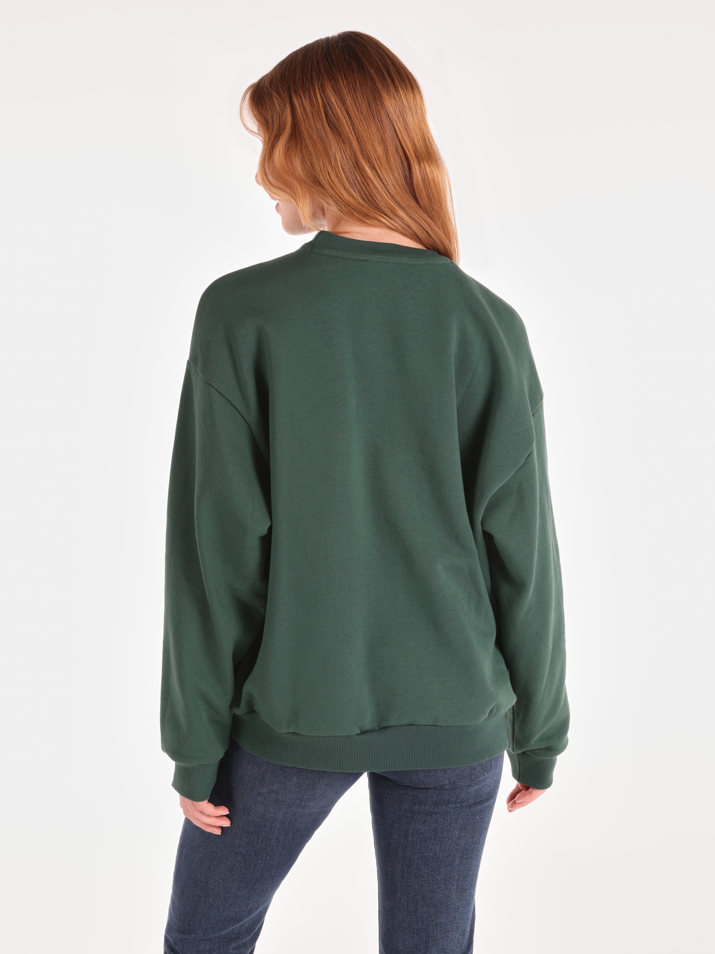 Regular Fit Baskılı Yeşil Kadın Sweatshirt Cl1065681