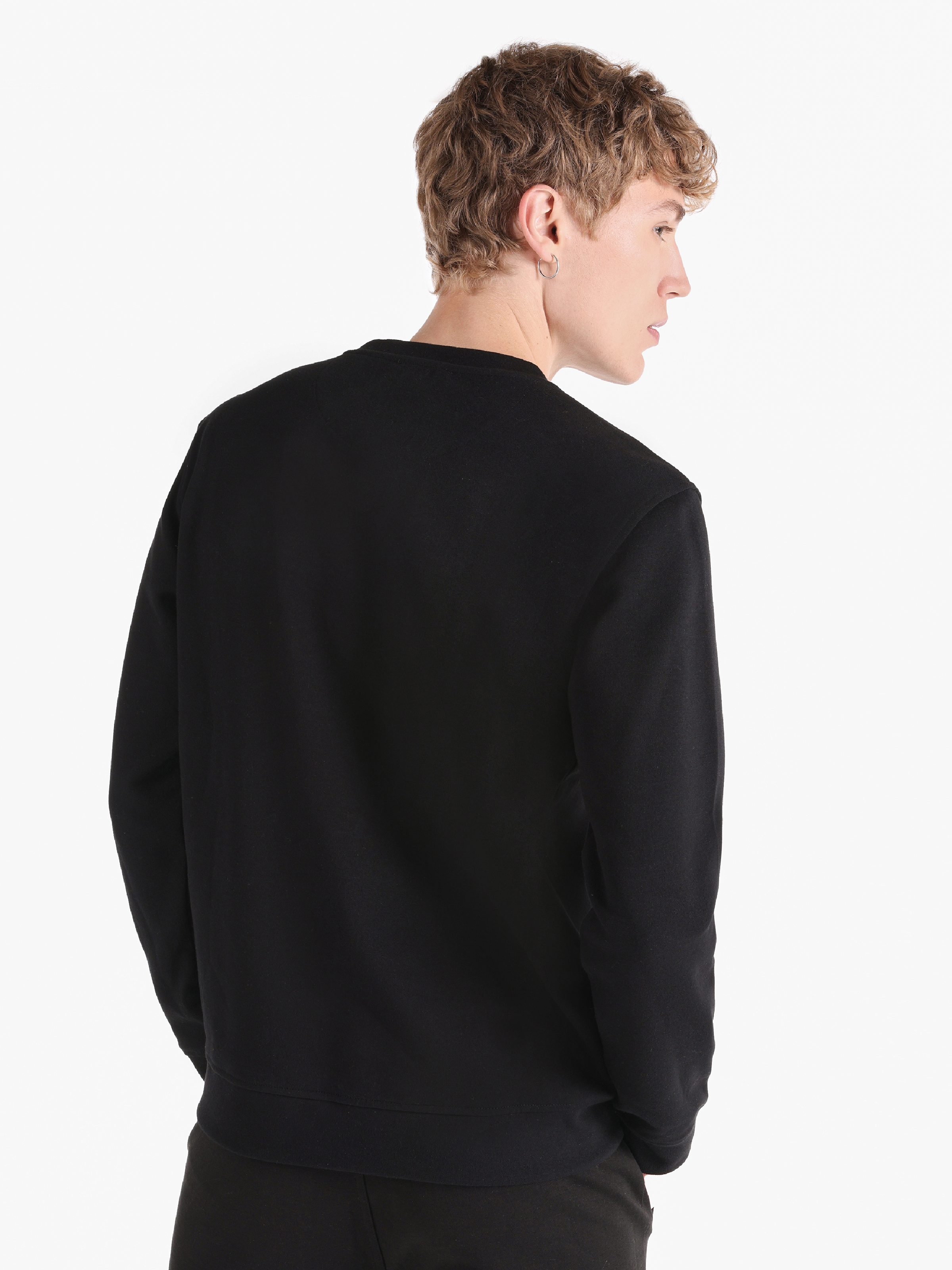 Regular Fit Baskılı Siyah Erkek Sweatshirt Cl1065035
