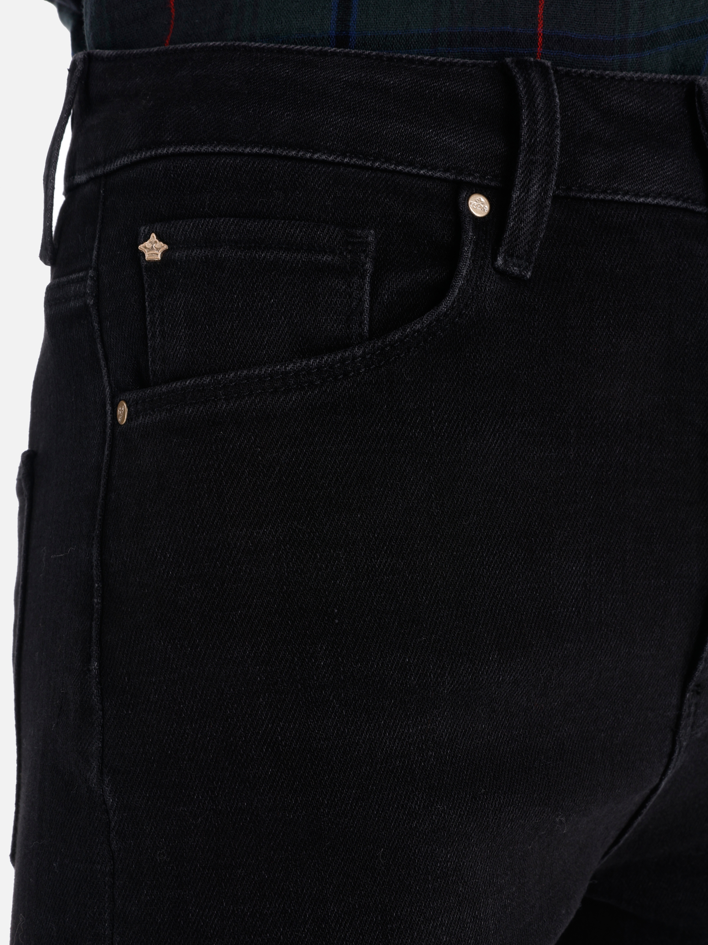 900 Laris Regular Fit Yüksek Bel Uzun Düz Paça Siyah Kadın Pantolon