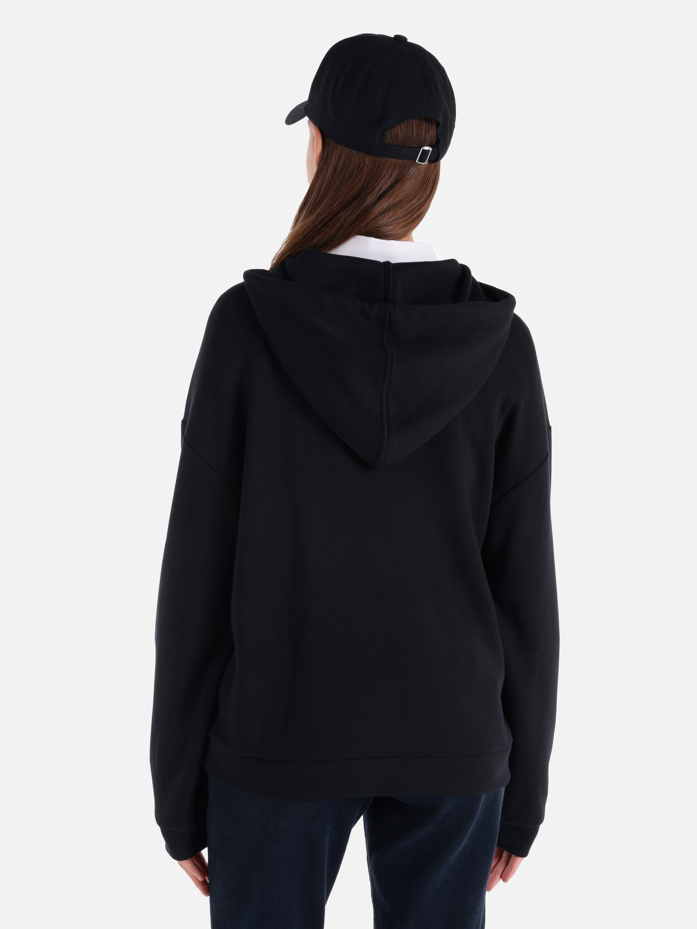 Regular Fit Kapüşonlu Siyah Kadın Sweatshirt Cl1065886
