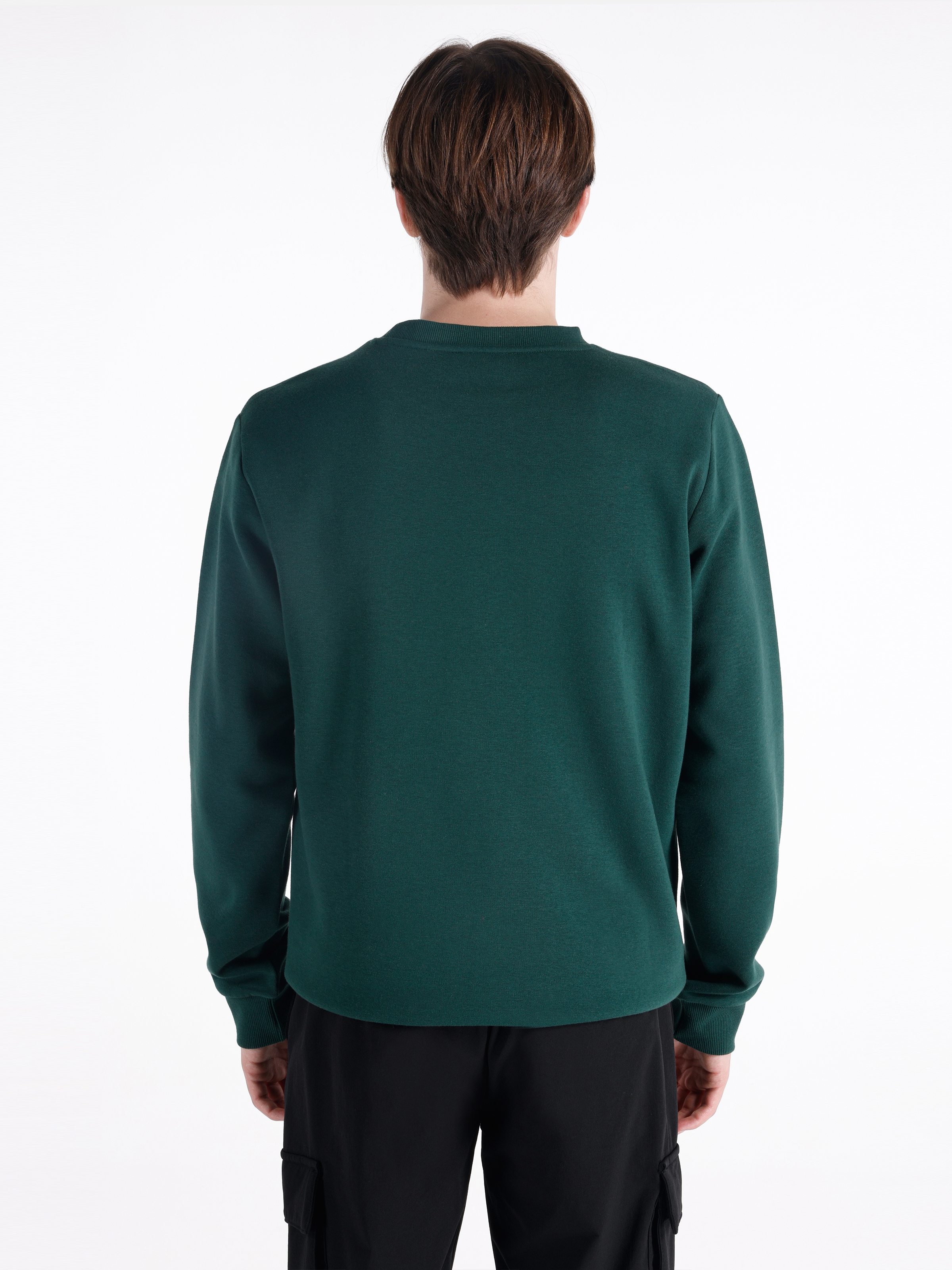 Regular Fit Baskılı Yeşil Erkek Sweatshirt Cl1066430