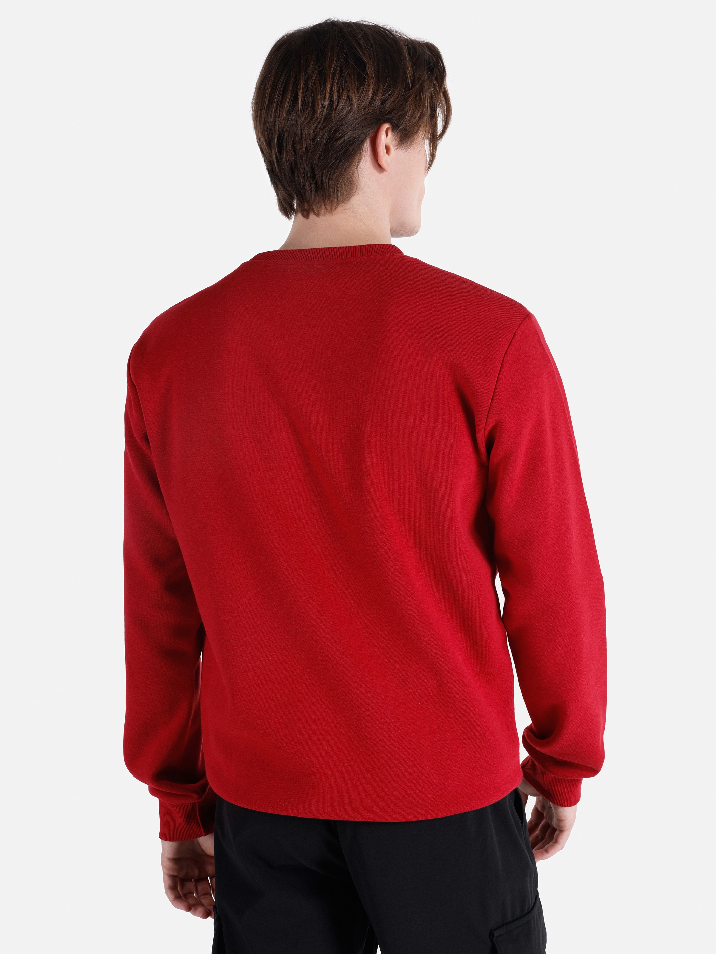 Regular Fit Baskılı Kırmızı Erkek Sweatshirt Cl1066431