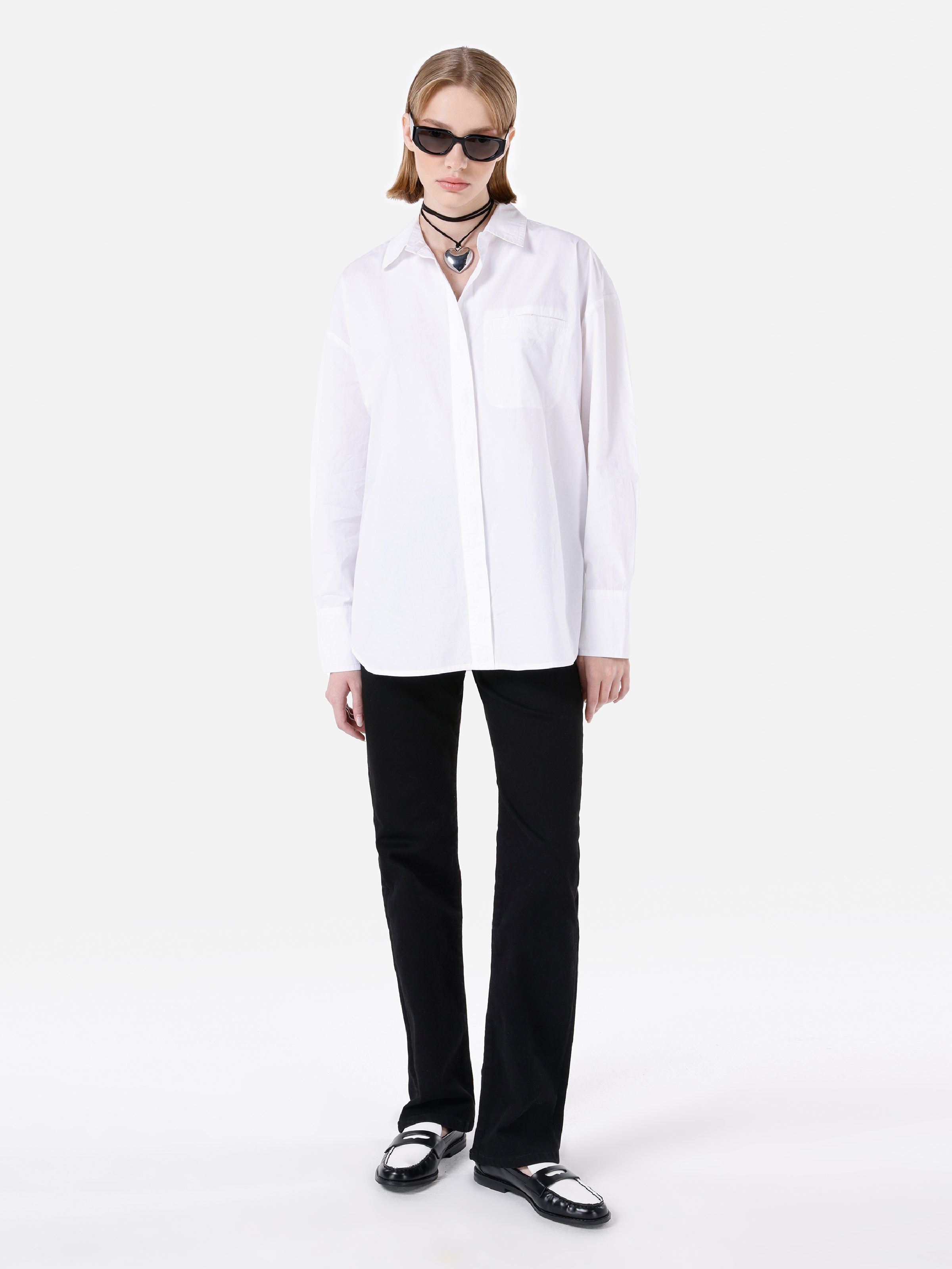 Regular Fit Beyaz Kadın Uzun Kol Gömlek Cl1067132
