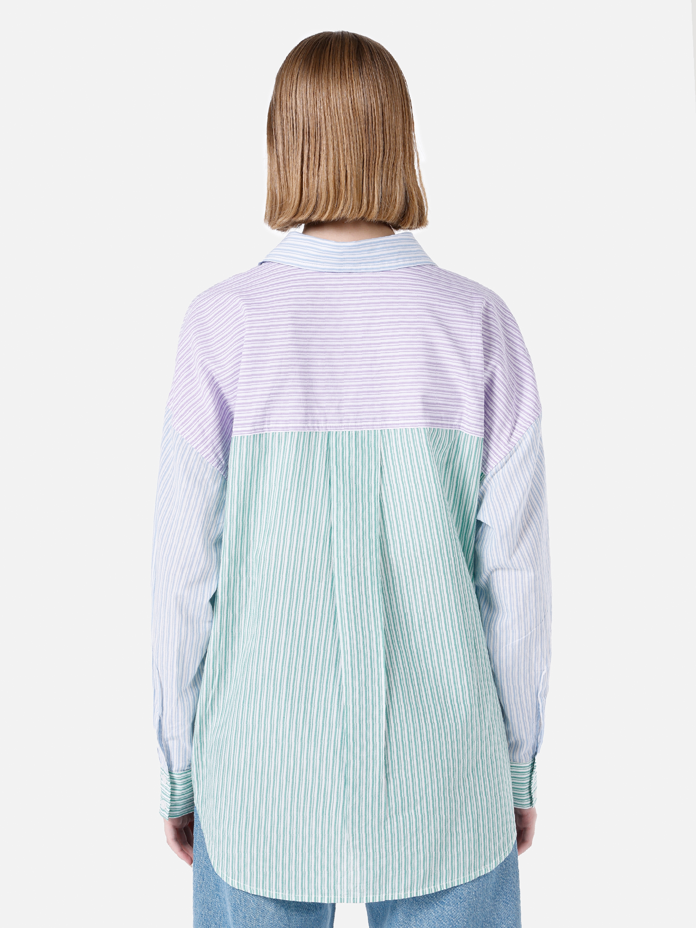 Normal Kesim Shirt Yaka Çok Renkli Kadın Uzun Kol Gömlek Cl1067155