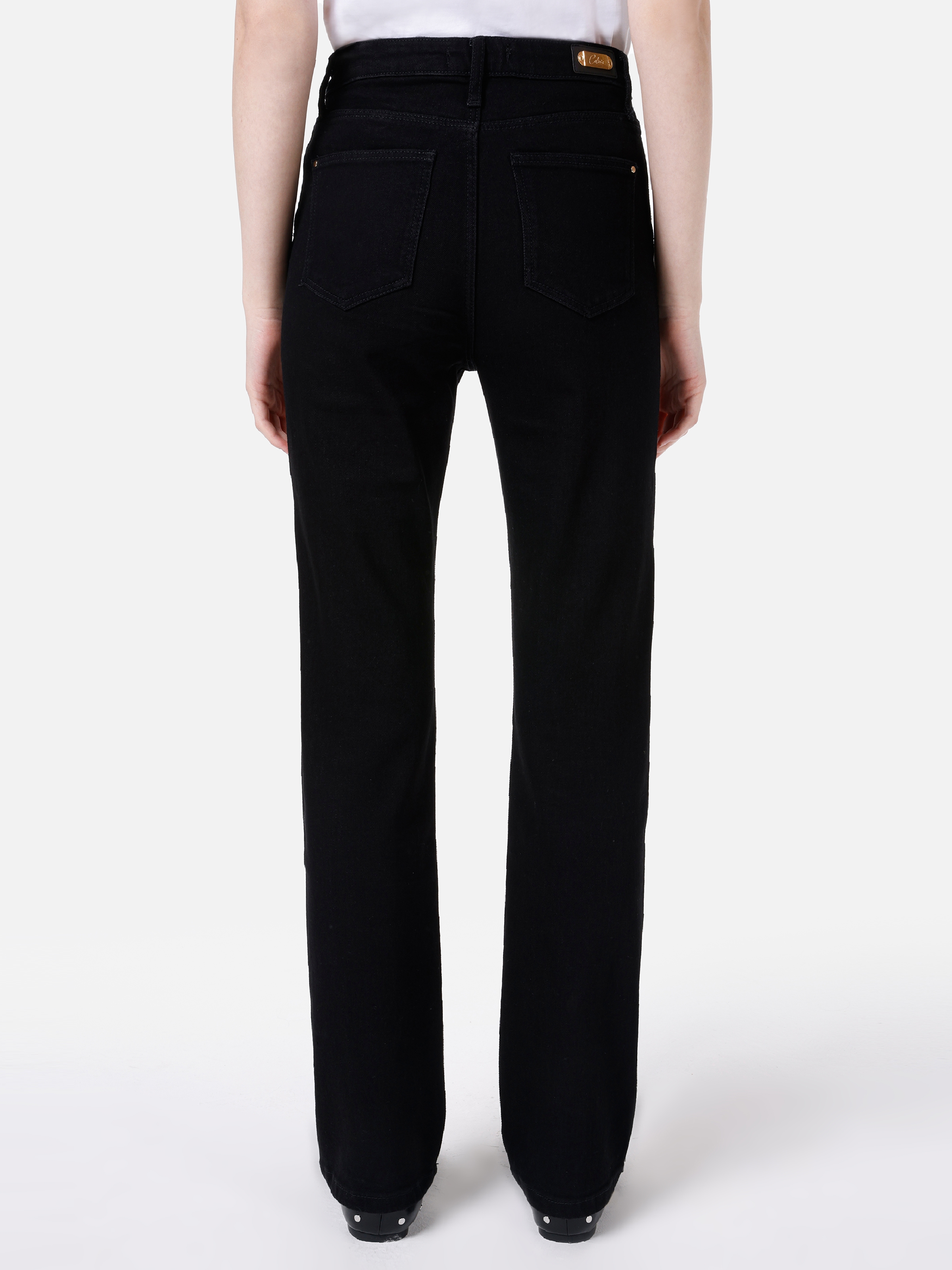 Regular Fit Orta Bel Düz Paça Siyah Kadın Pantolon Cl1067205