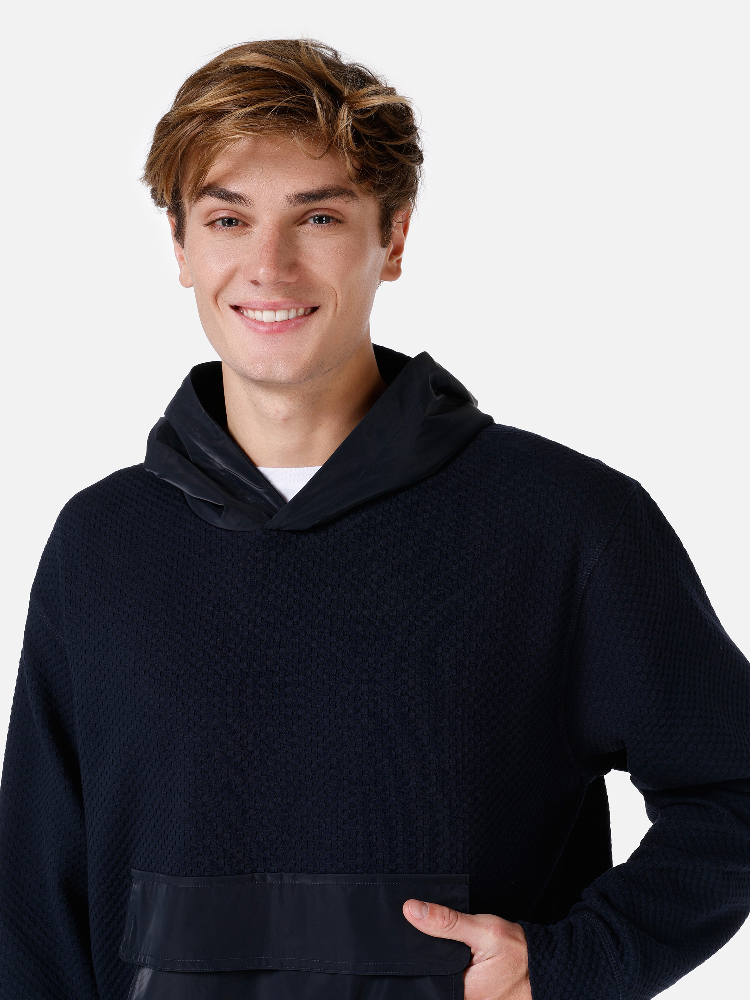 Normal Kesim Kapüşonlu Cepli Lacivert Erkek Sweatshirt Cl1067472