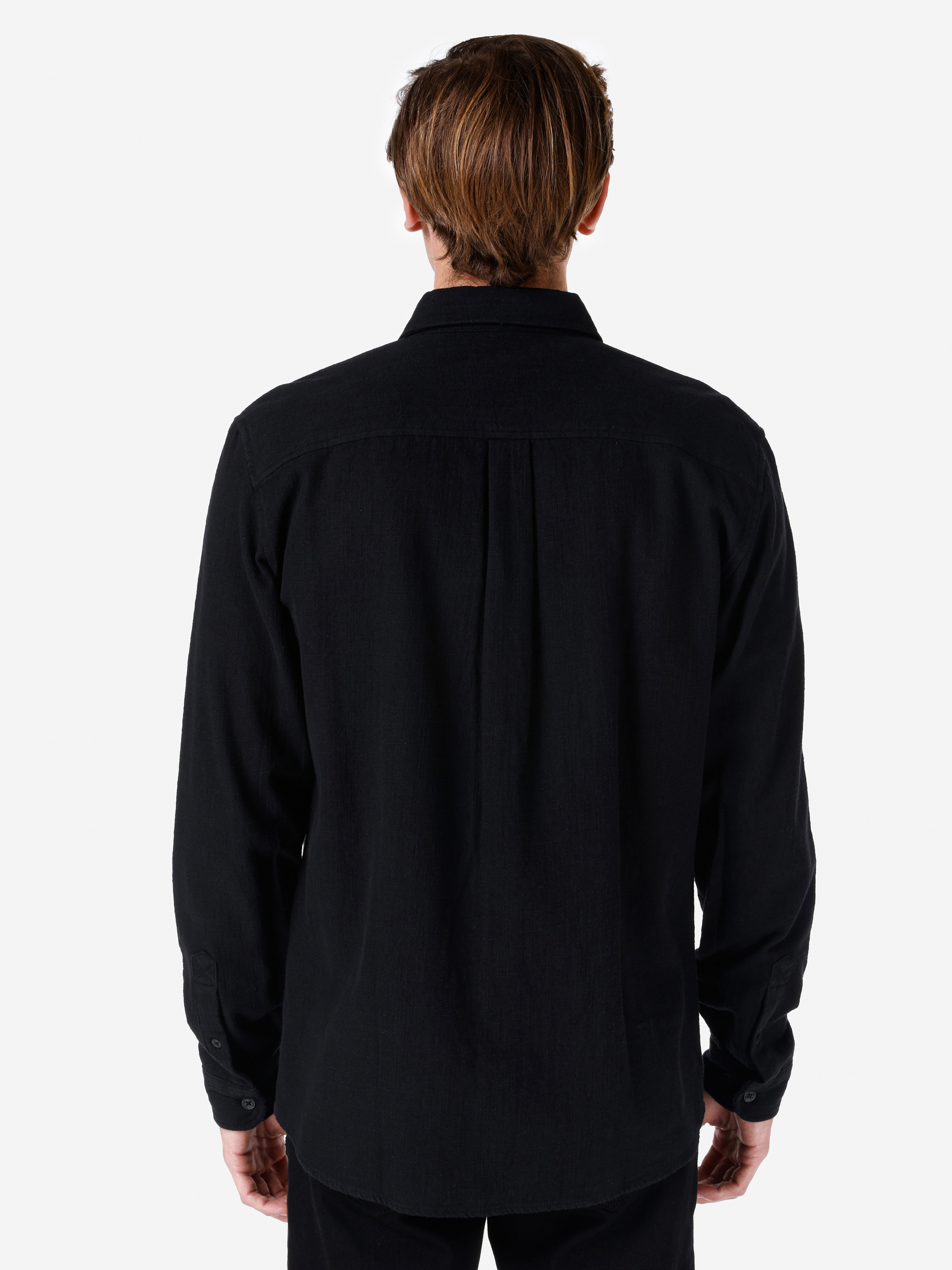 Normal Kesim Shirt Yaka Siyah Erkek Uzun Kol Gömlek Cl1066816