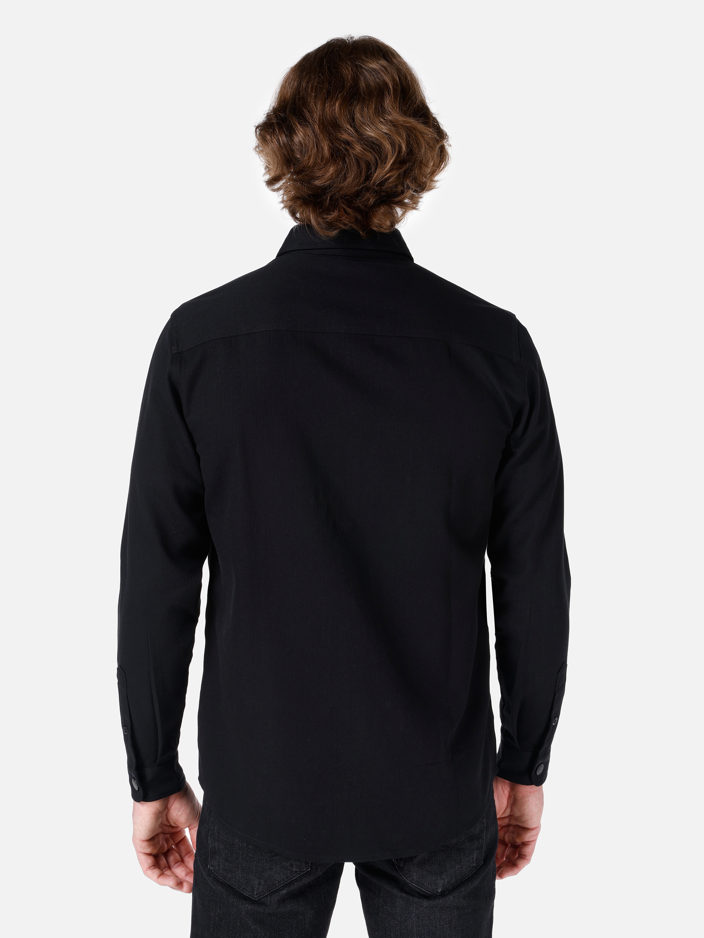 Normal Kesim Shirt Yaka Siyah Erkek Uzun Kol Gömlek Cl1067420