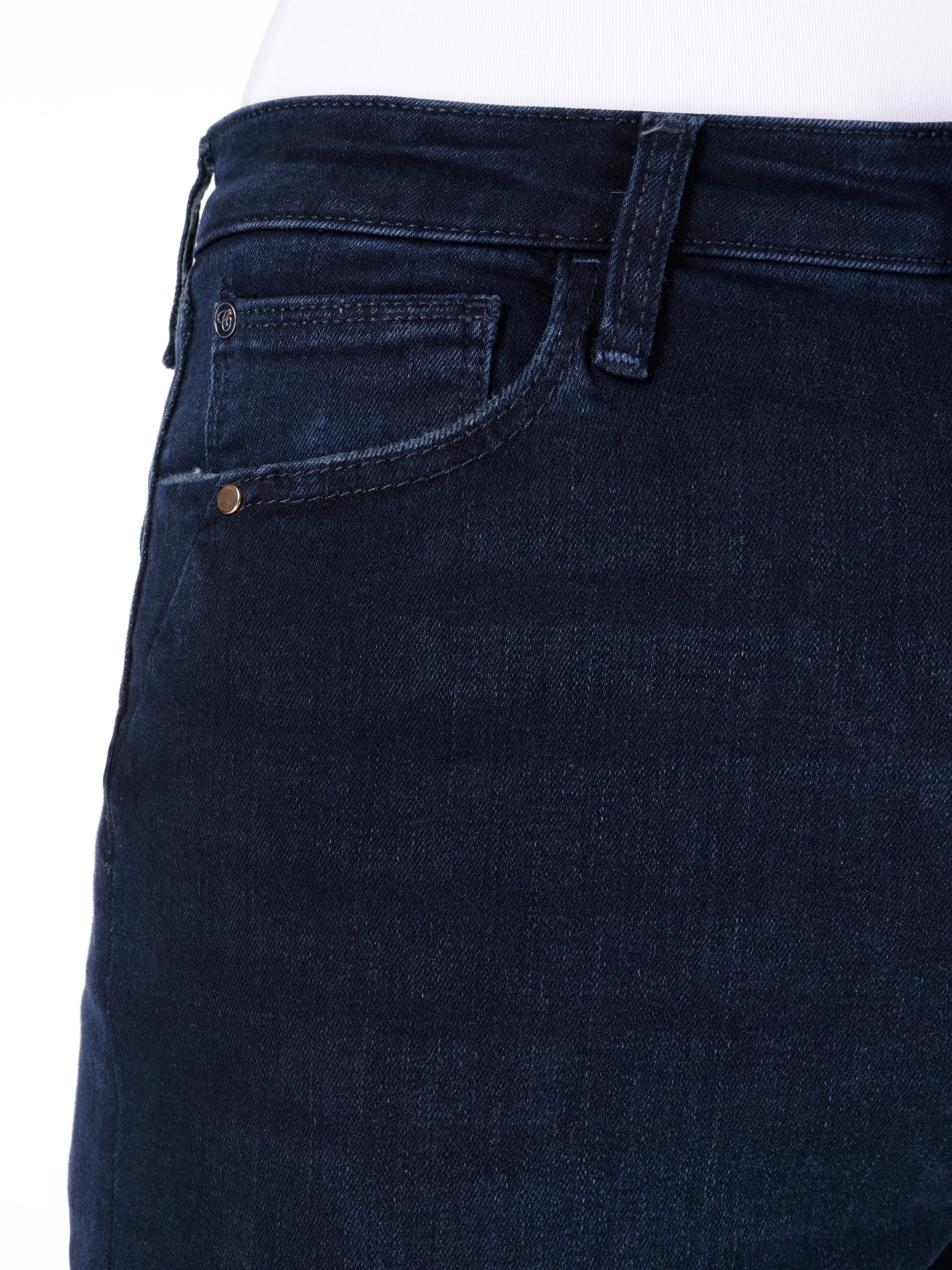 Regular Fit Orta Bel Geniş Paça Mavi Kadın Pantolon Cl1067203