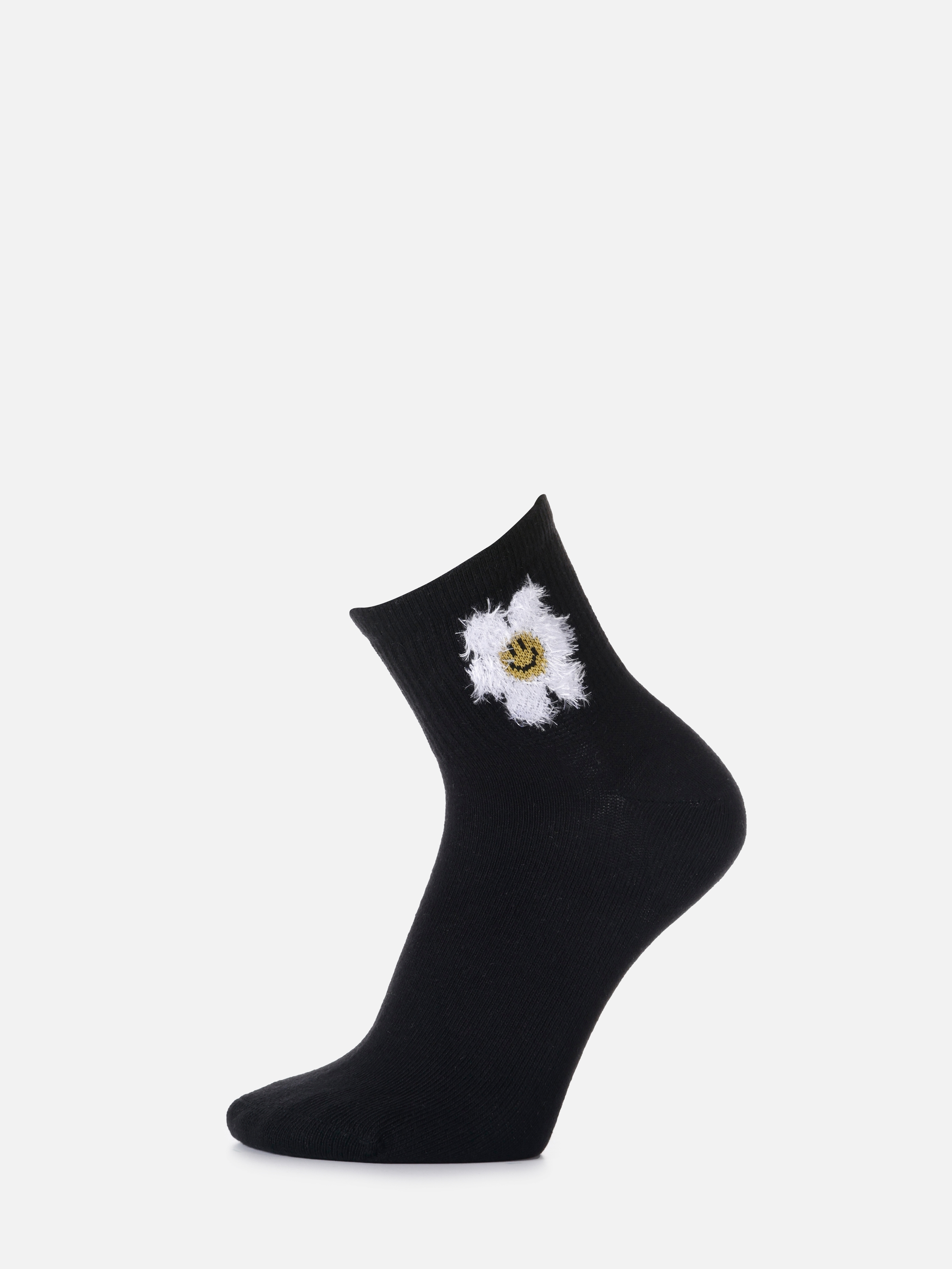 Çiçek Baskılı Siyah Kadın Çorap Cl1068457
