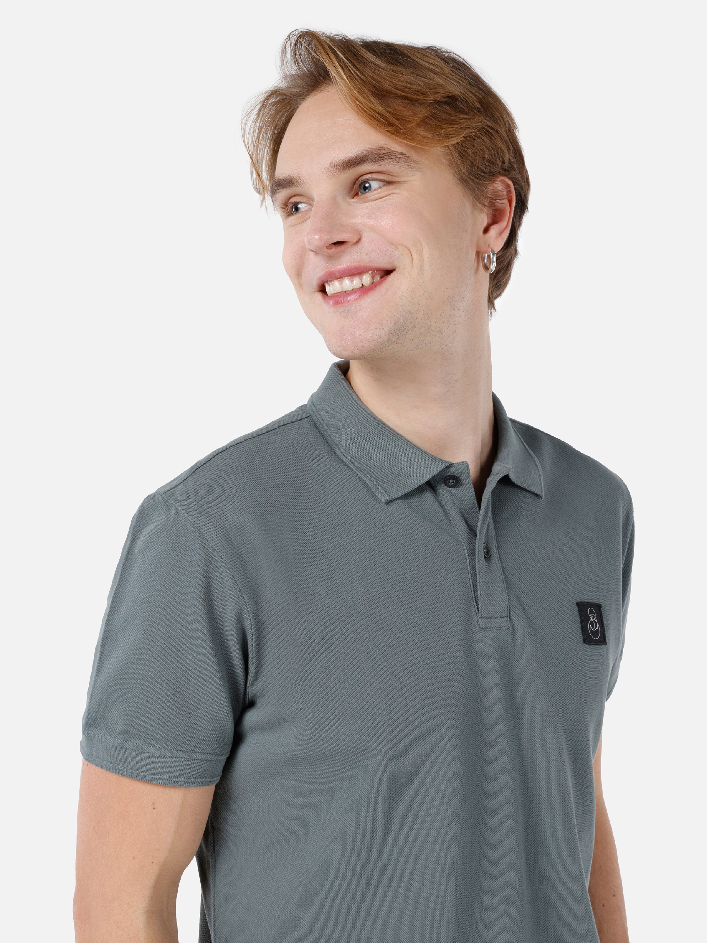 Normal Kesim Polo Yaka Yeşil Erkek Kısa Kol Tişört