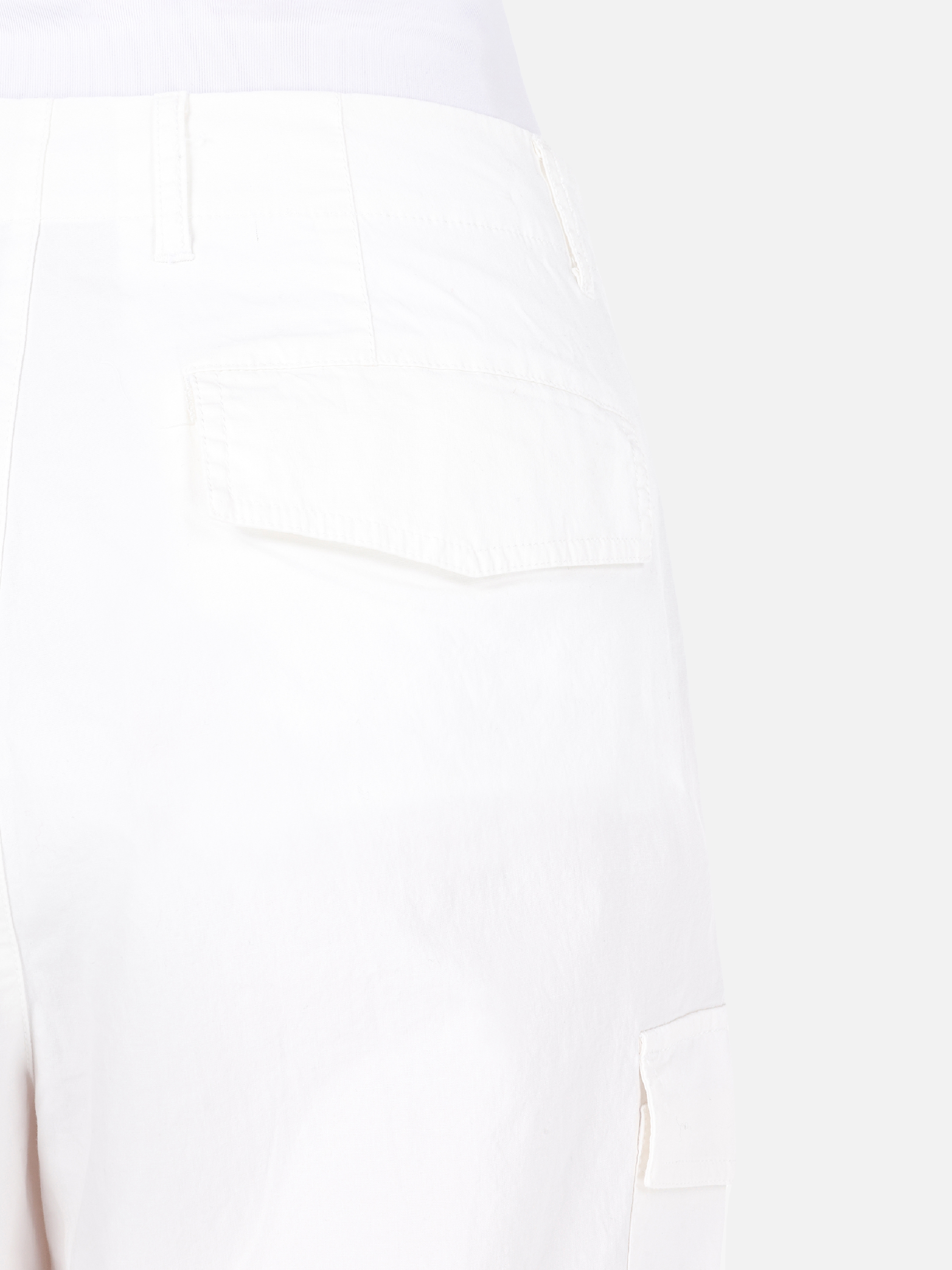 Normal Kesim Yüksek Bel Geniş Paça Beyaz Kadın Pantolon