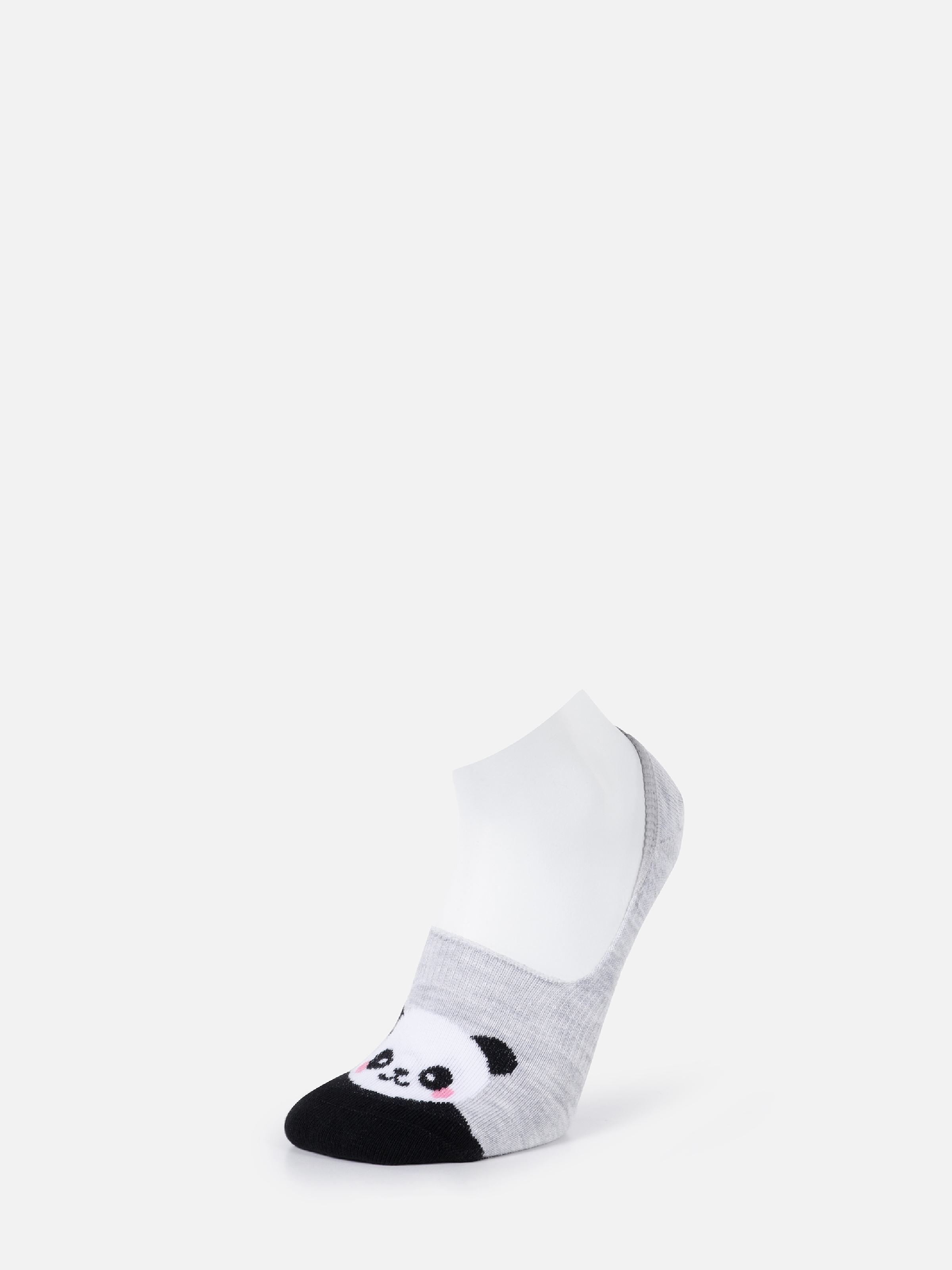 Panda Baskılı Gri Kadın Babet Çorap Cl1069278