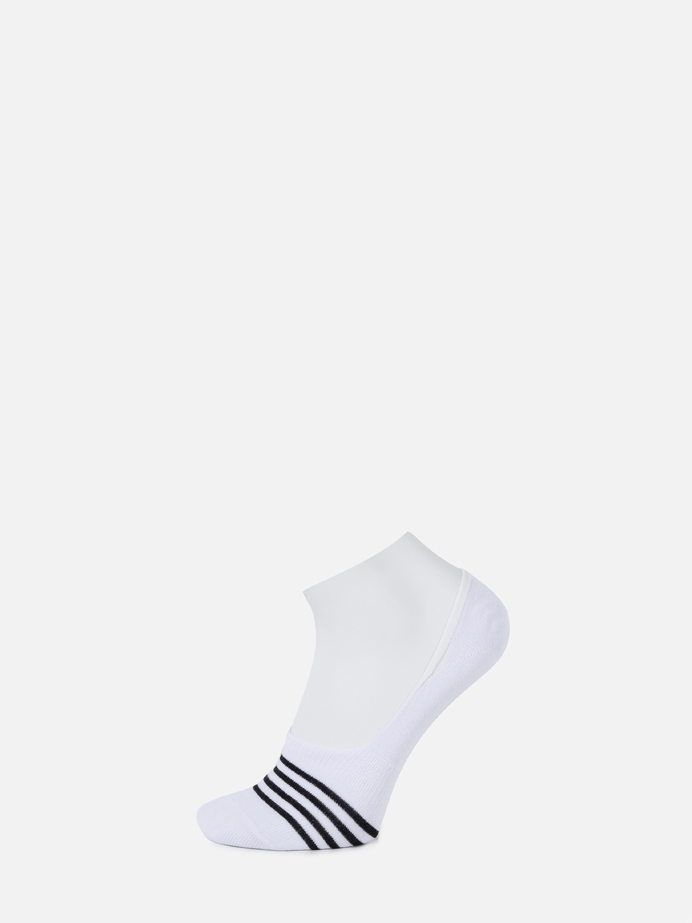 Çizgili Beyaz Kadın Babet Çorap Cl1069277
