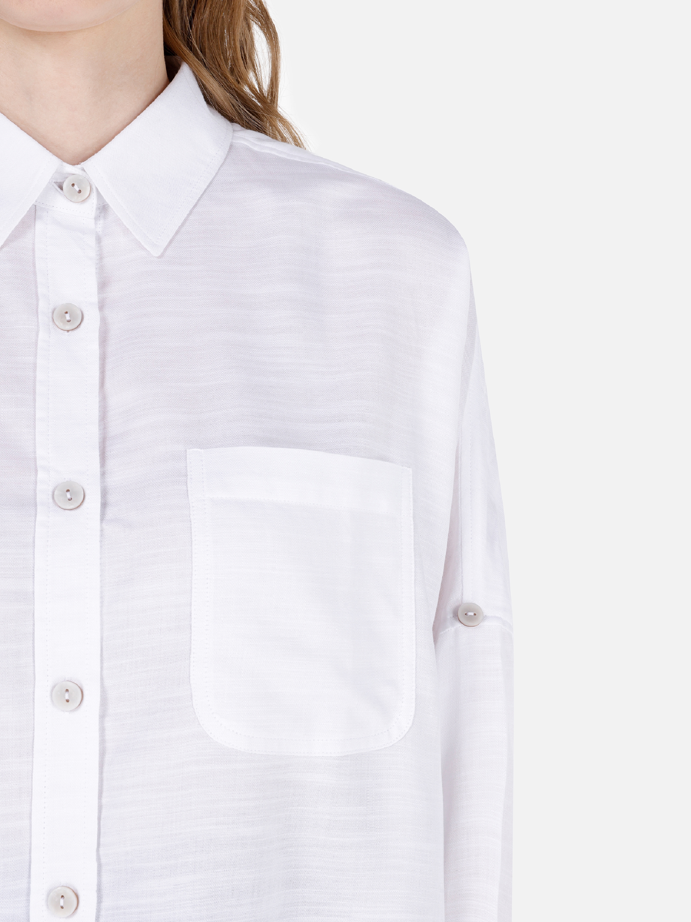 Normal Kesim Shirt Yaka Oversize Beyaz Kadın Uzun Kol Gömlek Cl1068904