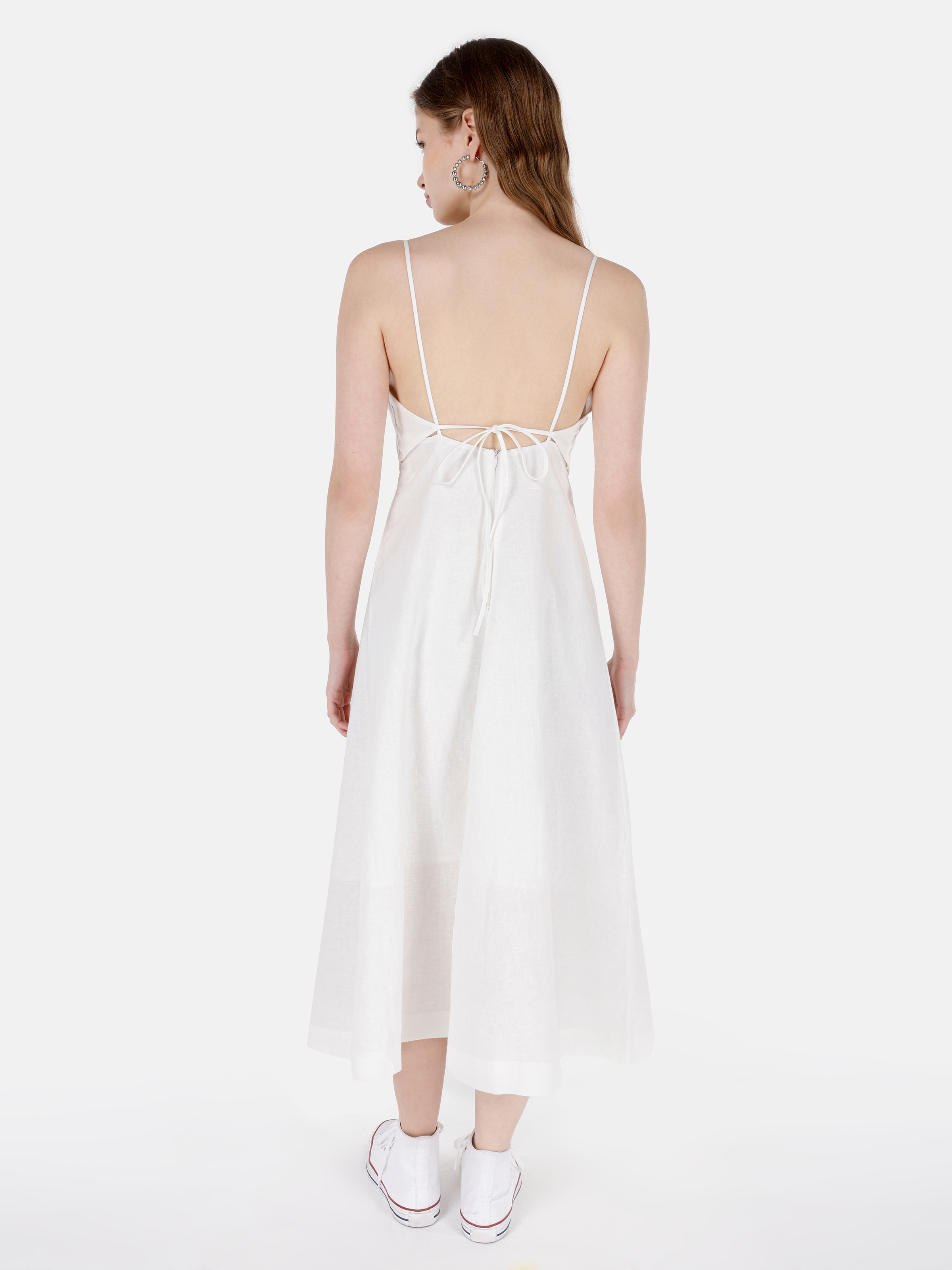 Normal Kesim Uzun Beyaz Kadın Elbise Cl1068995