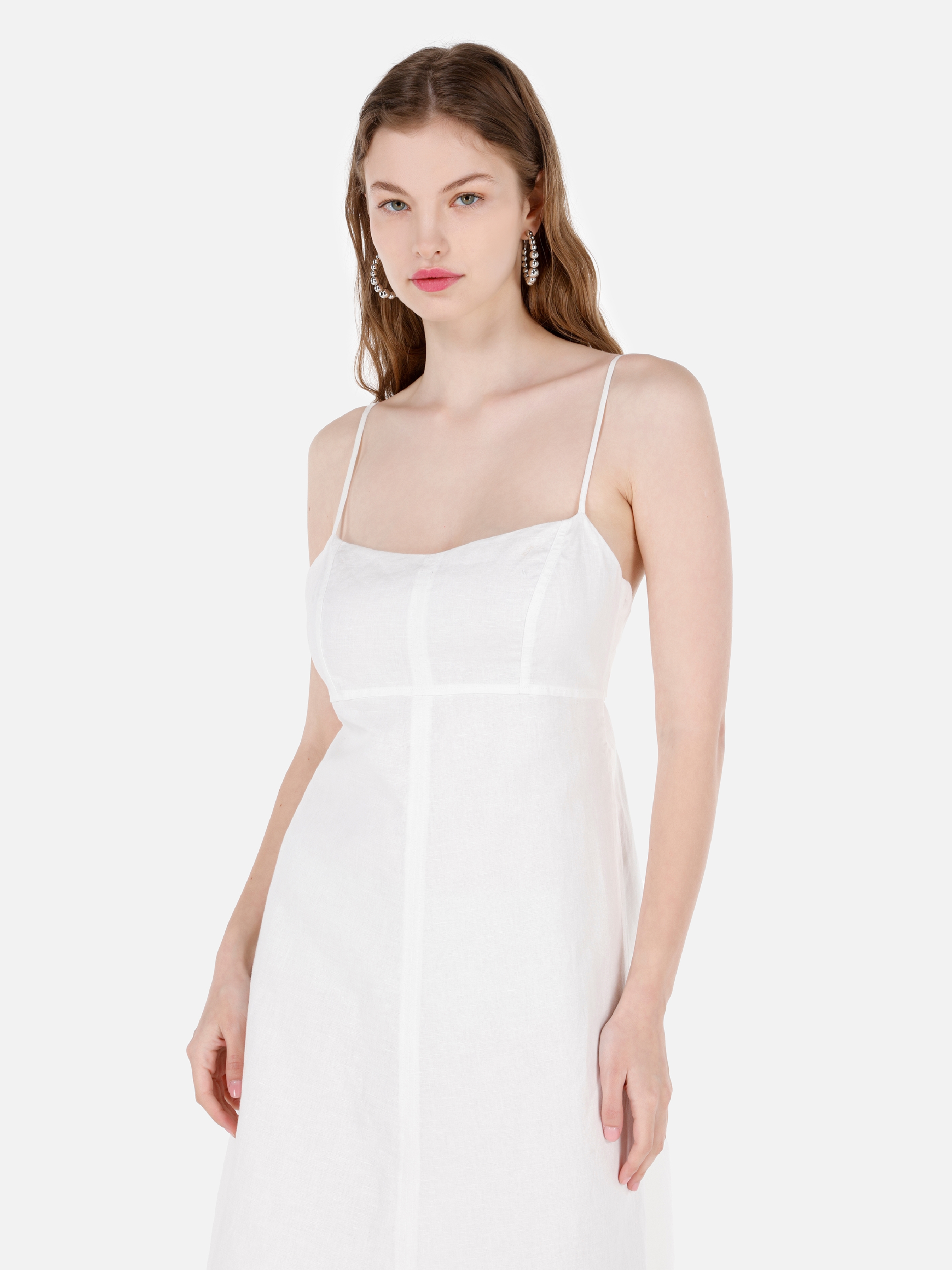 Normal Kesim Uzun Beyaz Kadın Elbise Cl1068995