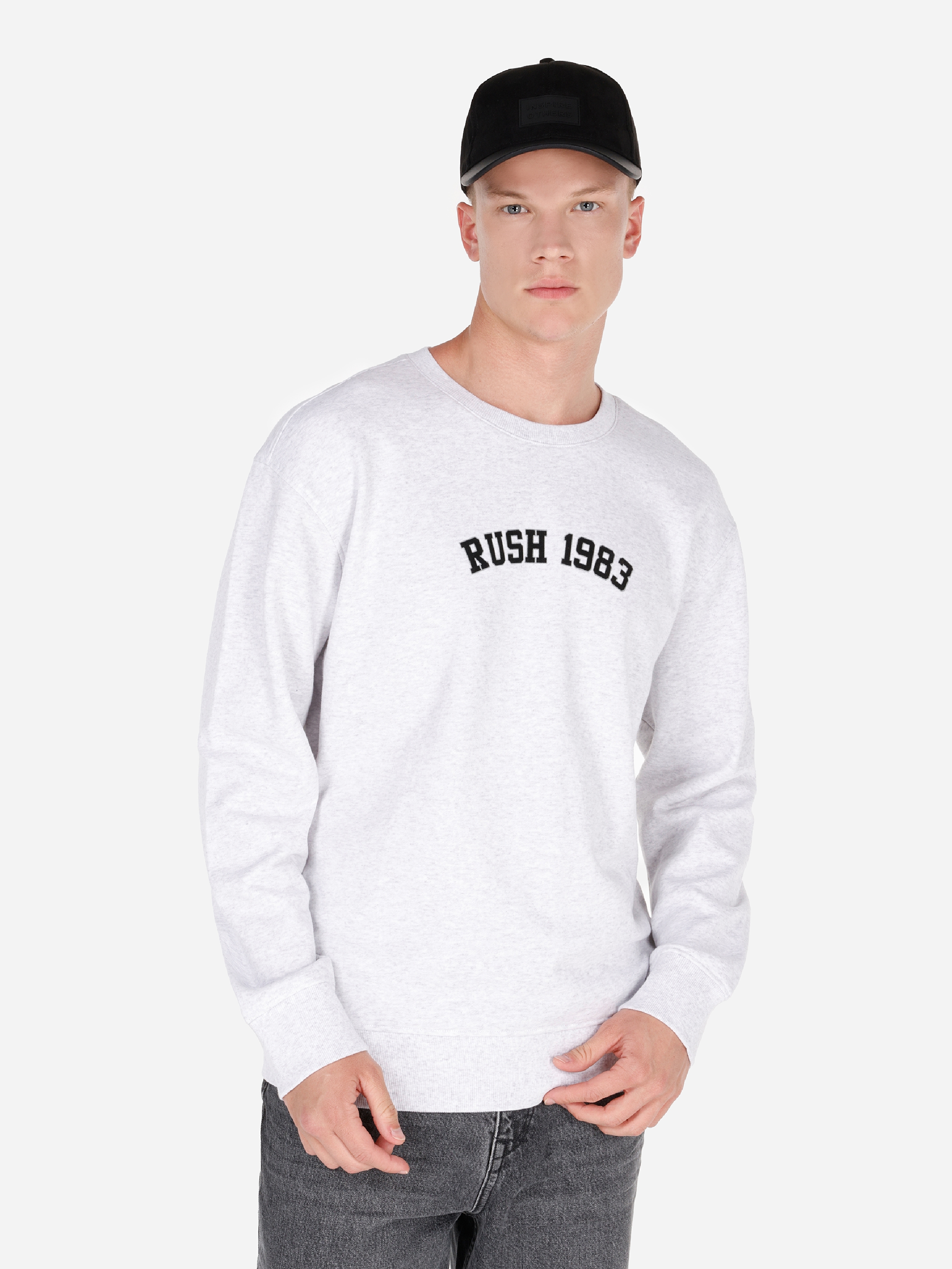 Normal Kesim Bisiklet Yaka Baskılı Gri Erkek Sweatshirt Cl1070654