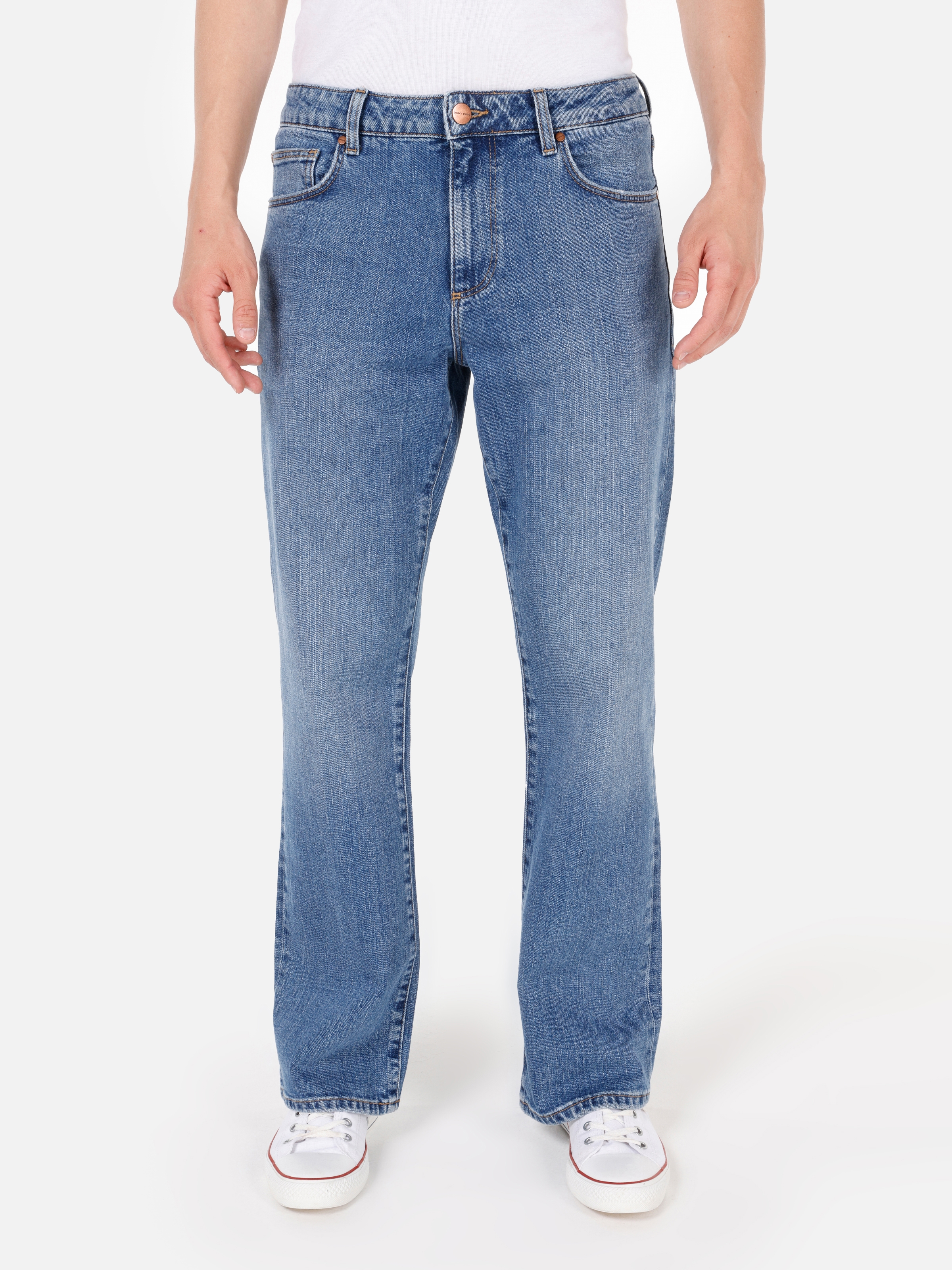 094 Noah Bootcut Orta Bel Boru Paça Mavi Jean Erkek Pantolon Cl1070604