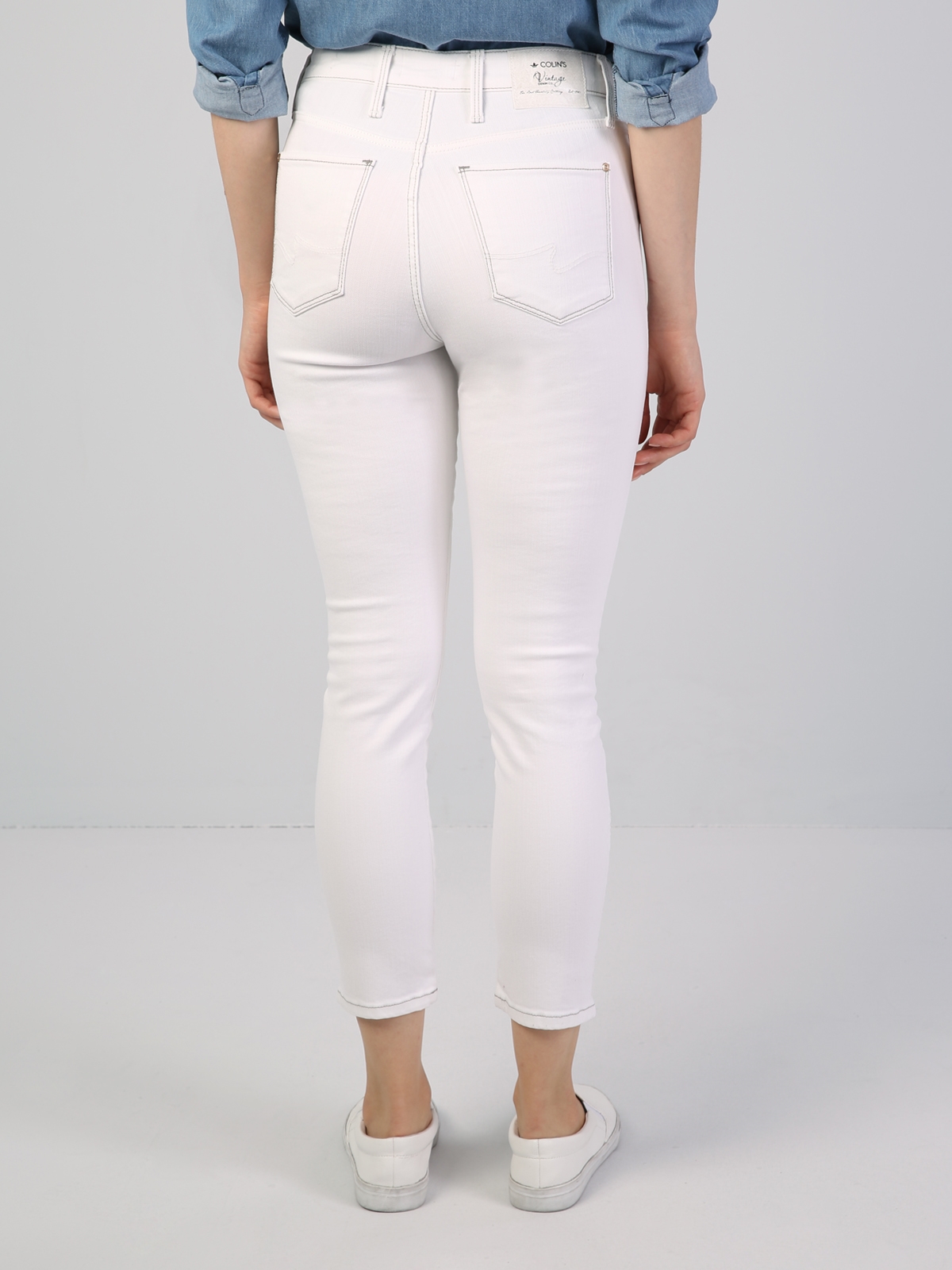 760 Dıana Yüksek Bel Dar Paça Super Slim Fit Beyaz Kadın Jean Pantolon Cl1045289