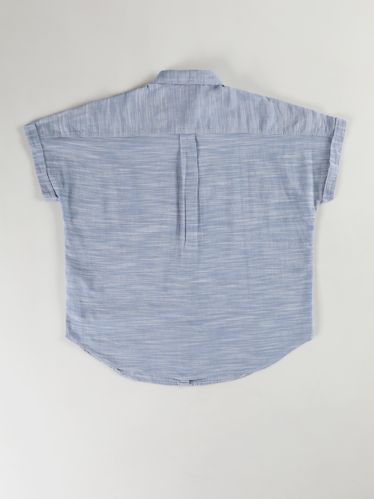  Regular Fit Shirt Neck Kadın Mavi Kısa Kol Gömlek
