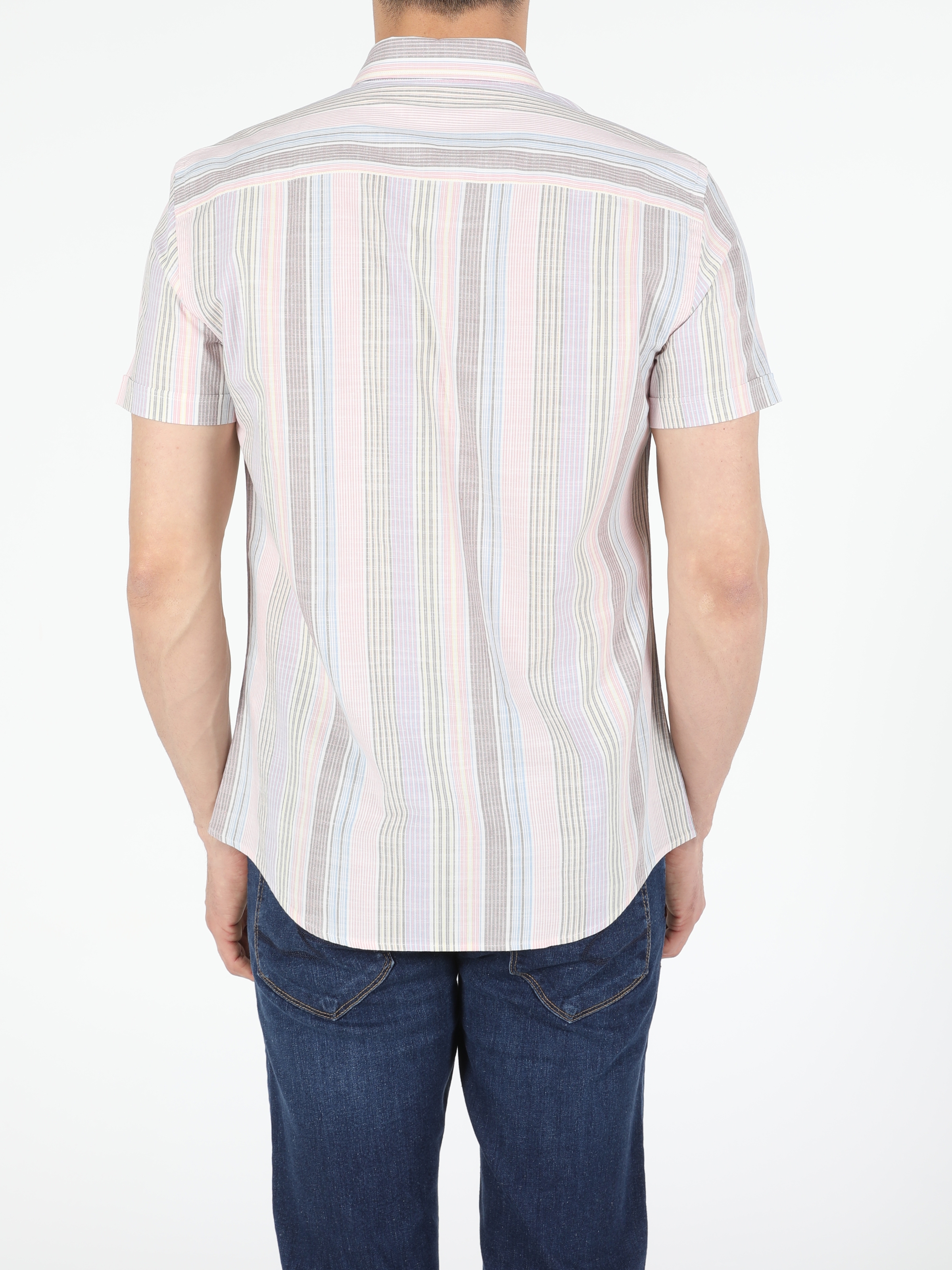 Slim Fit Shirt Neck Erkek Kısa Kol Gömlek Cl1053967