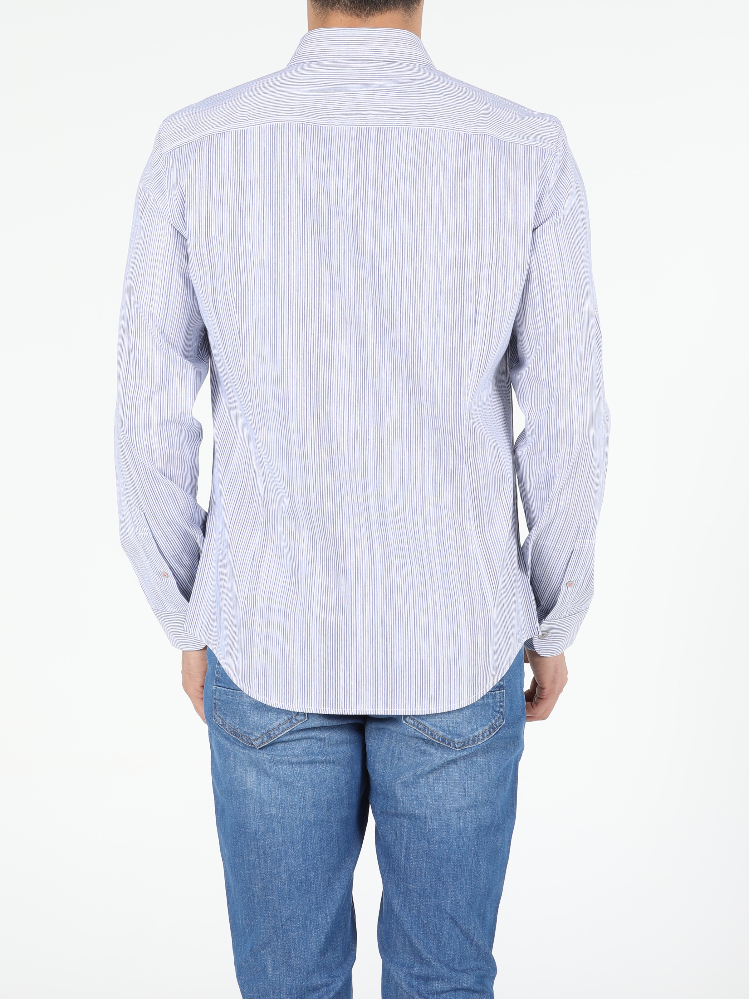 Colins Açık Mavi Slim Fit Shirt Neck Erkek Uzun Kol Gömlek. 2