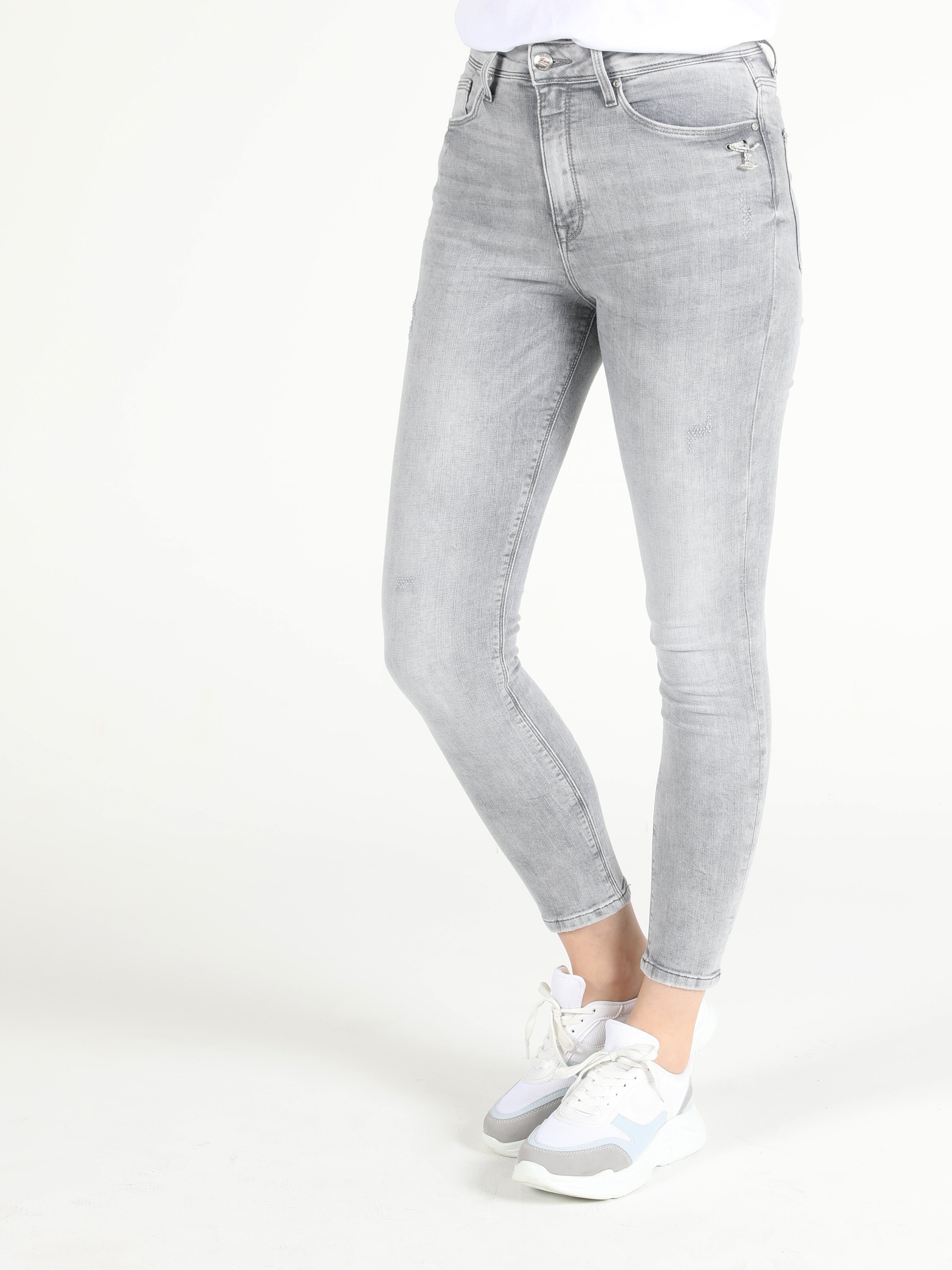760 Dıana Yüksek Bel Dar Paça Super Slim Fit Açık Gri Kadın Jean Pantolon
