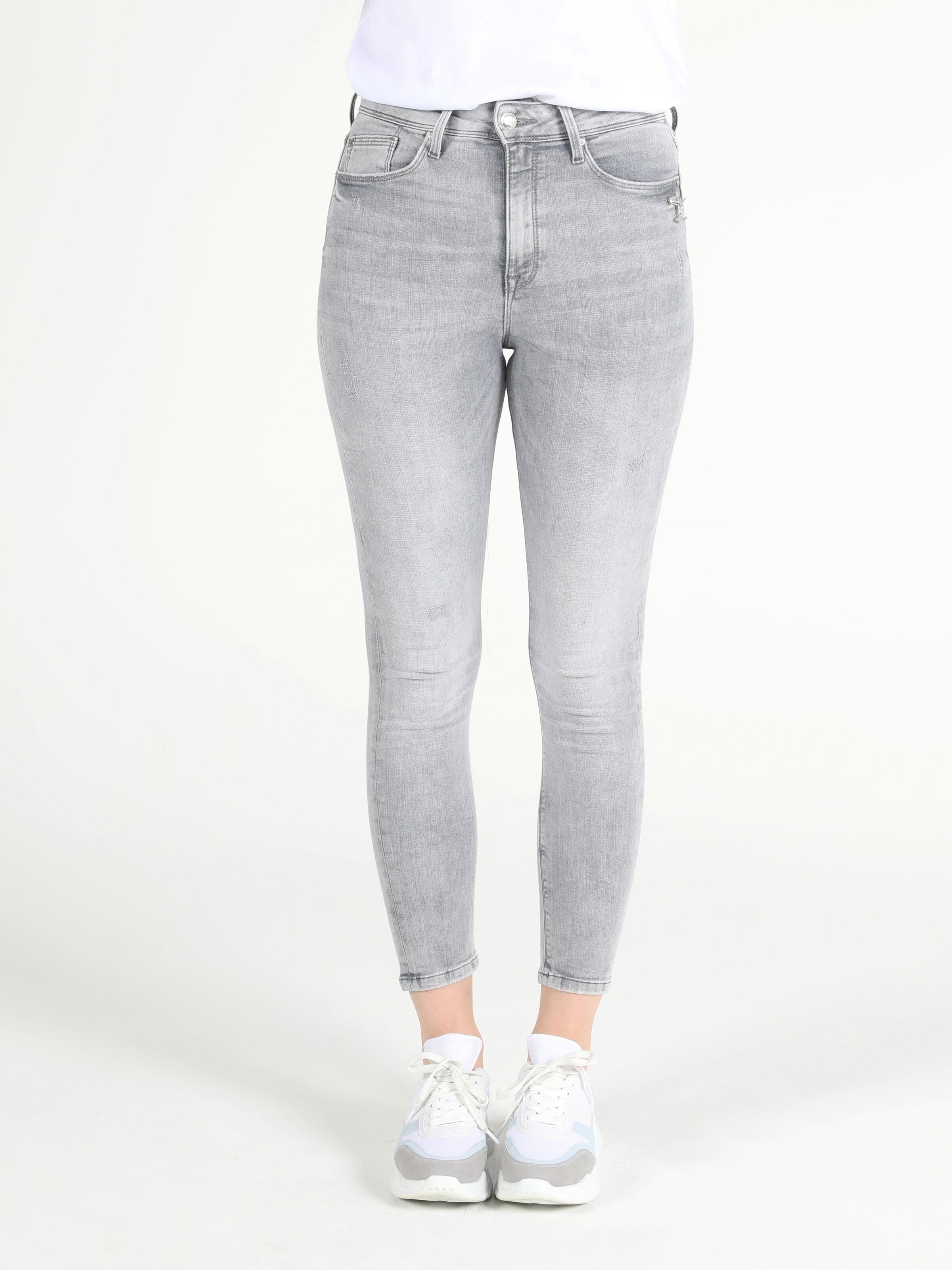 760 Dıana Yüksek Bel Dar Paça Super Slim Fit Açık Gri Kadın Jean Pantolon