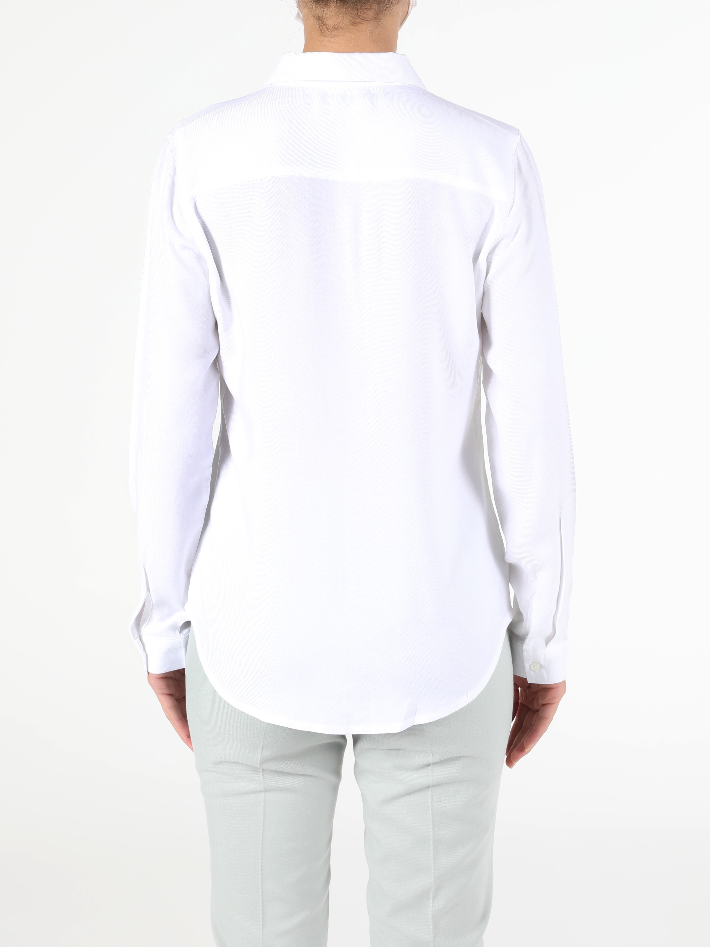 Basic Regular Fit Kadın Beyaz Uzun Kol Gömlek Cl1048443