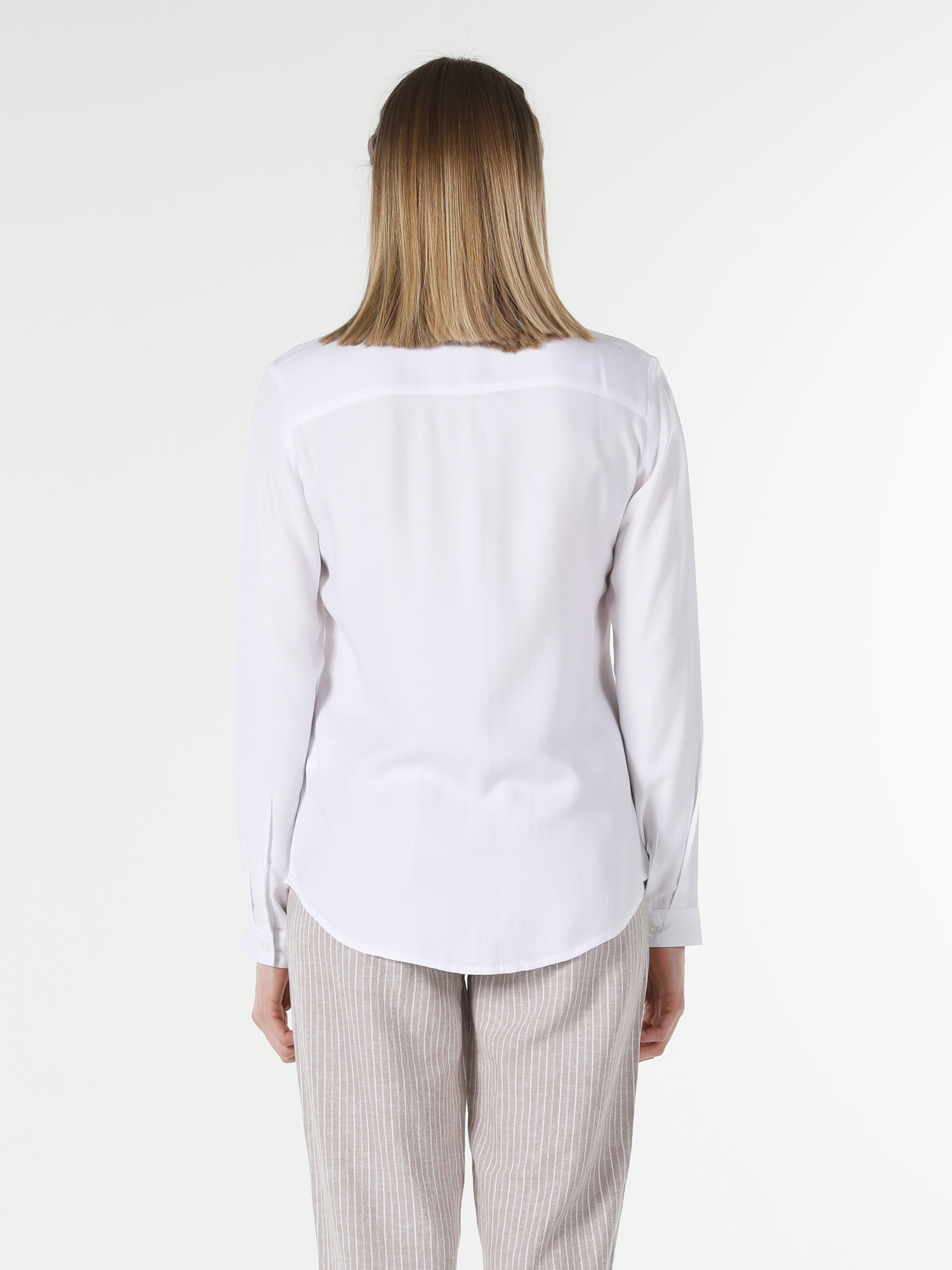 Basic Regular Fit Kadın Beyaz Uzun Kol Gömlek