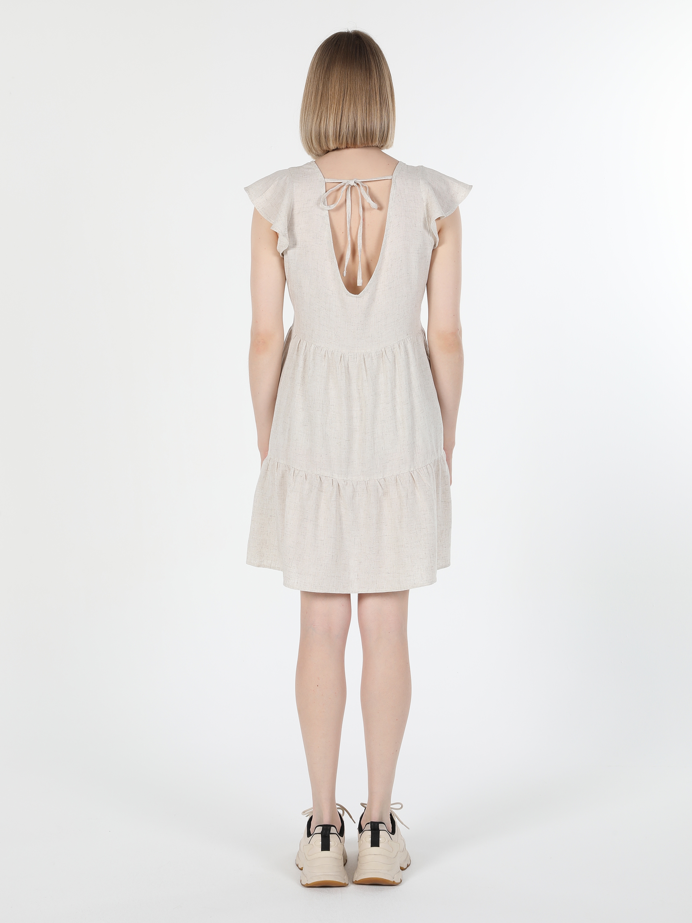 Regular Fit Fırfırlı Bej Kadın Elbise Cl1059507