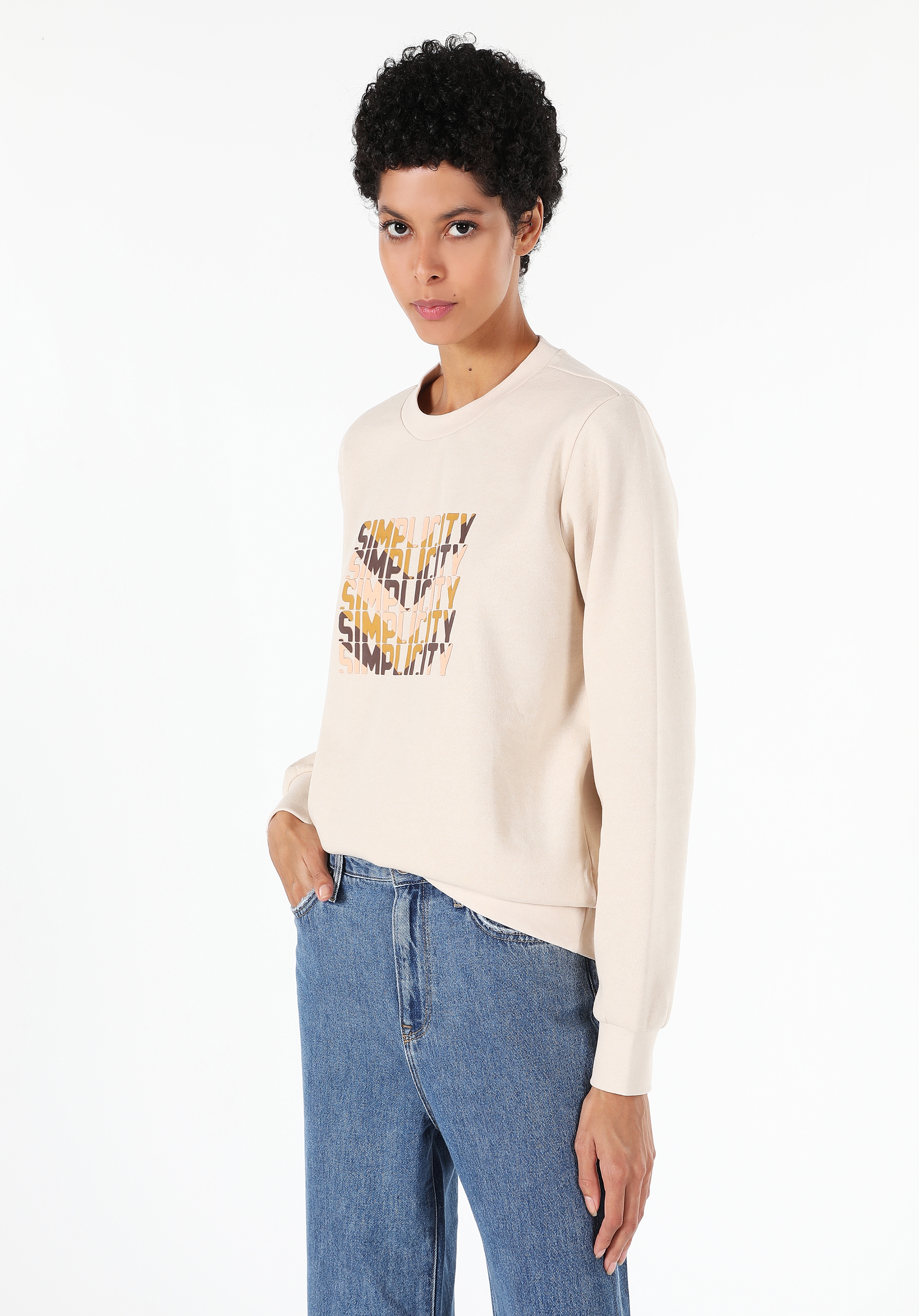 Bej Kadın Sweatshirt