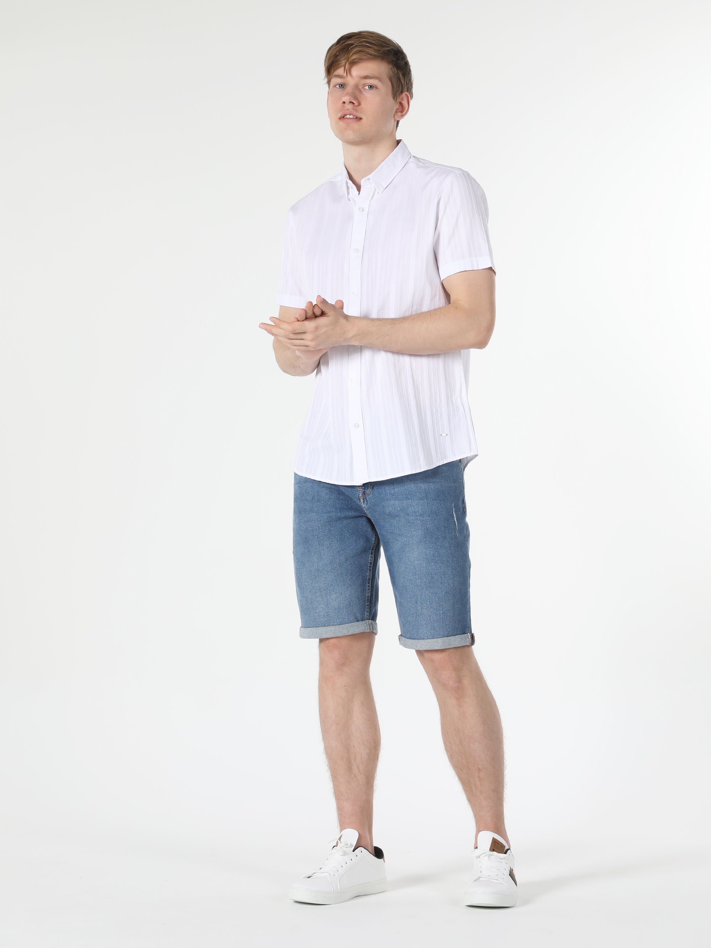 Regular Fit Erkek Beyaz Kısa Kol Gömlek Cl1058031