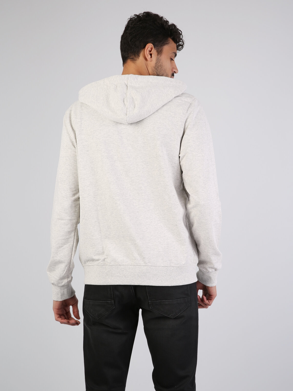 Regular Fit Kapüşonlu Beyaz Erkek Sweatshirt Cl1002717