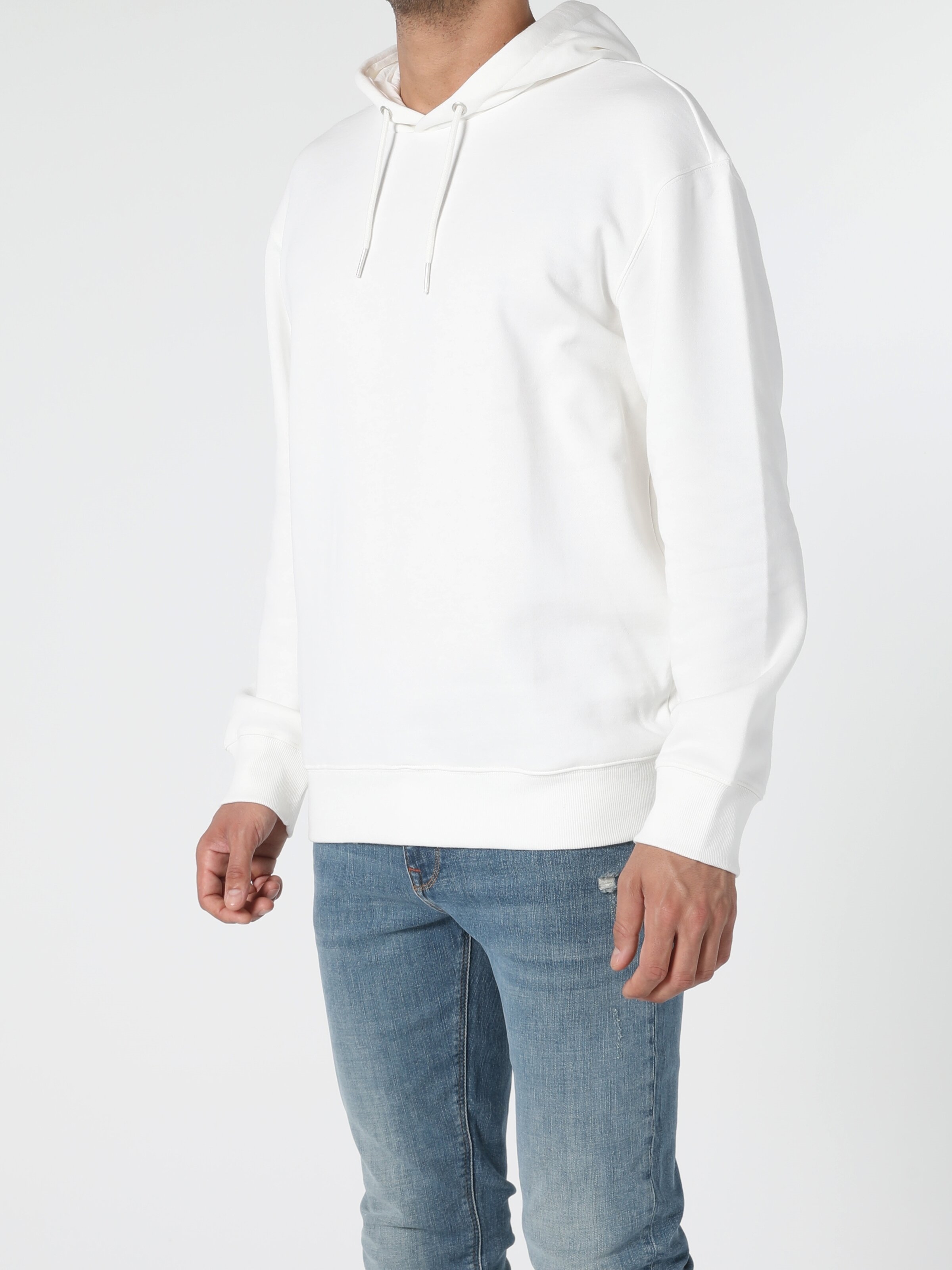 Colins Regular Fit Kapüşonlu Beyaz Erkek Sweatshirt. 4