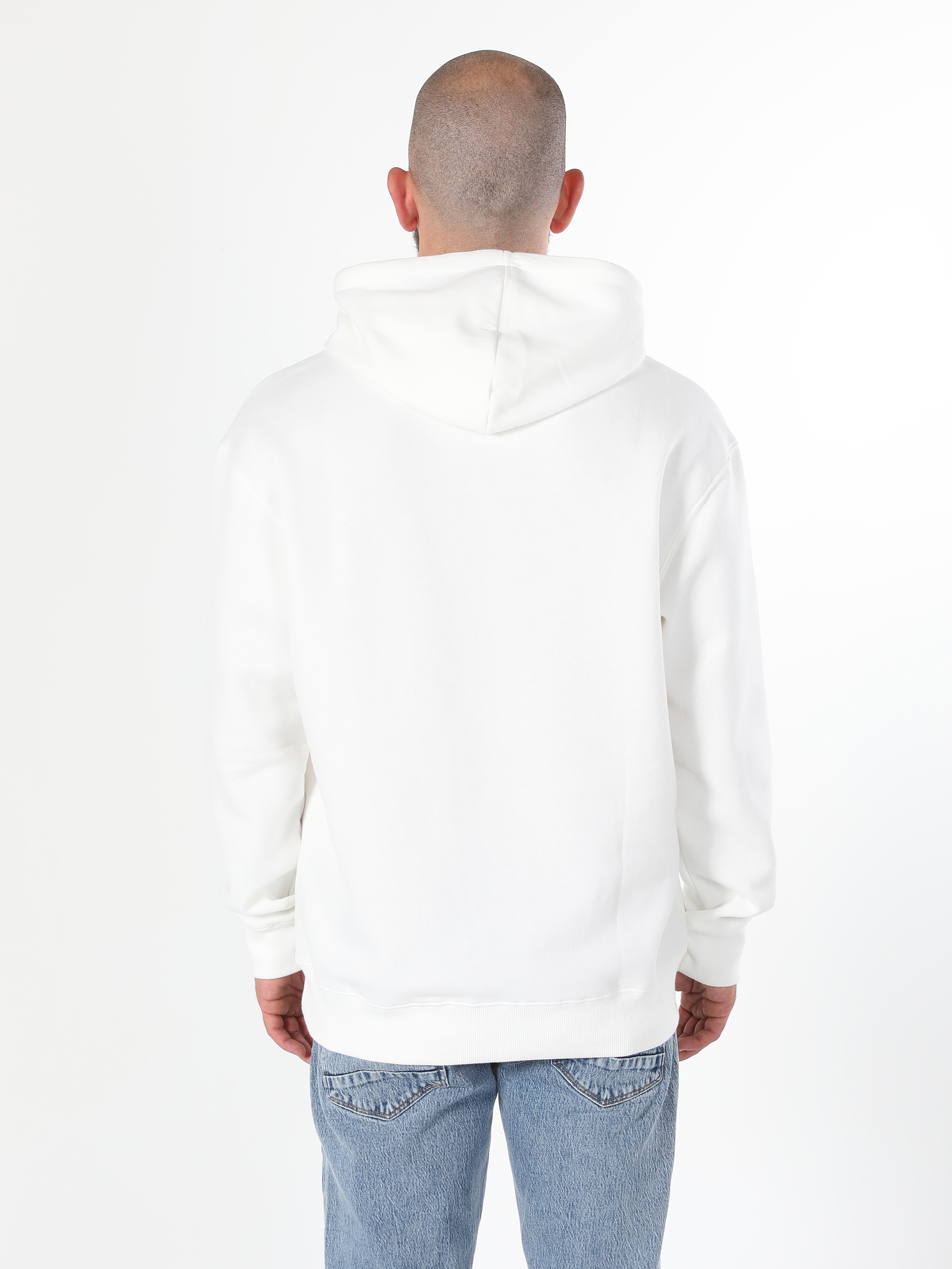 Regular Fit Kapüşonlu Beyaz Erkek Sweatshirt Cl1055786