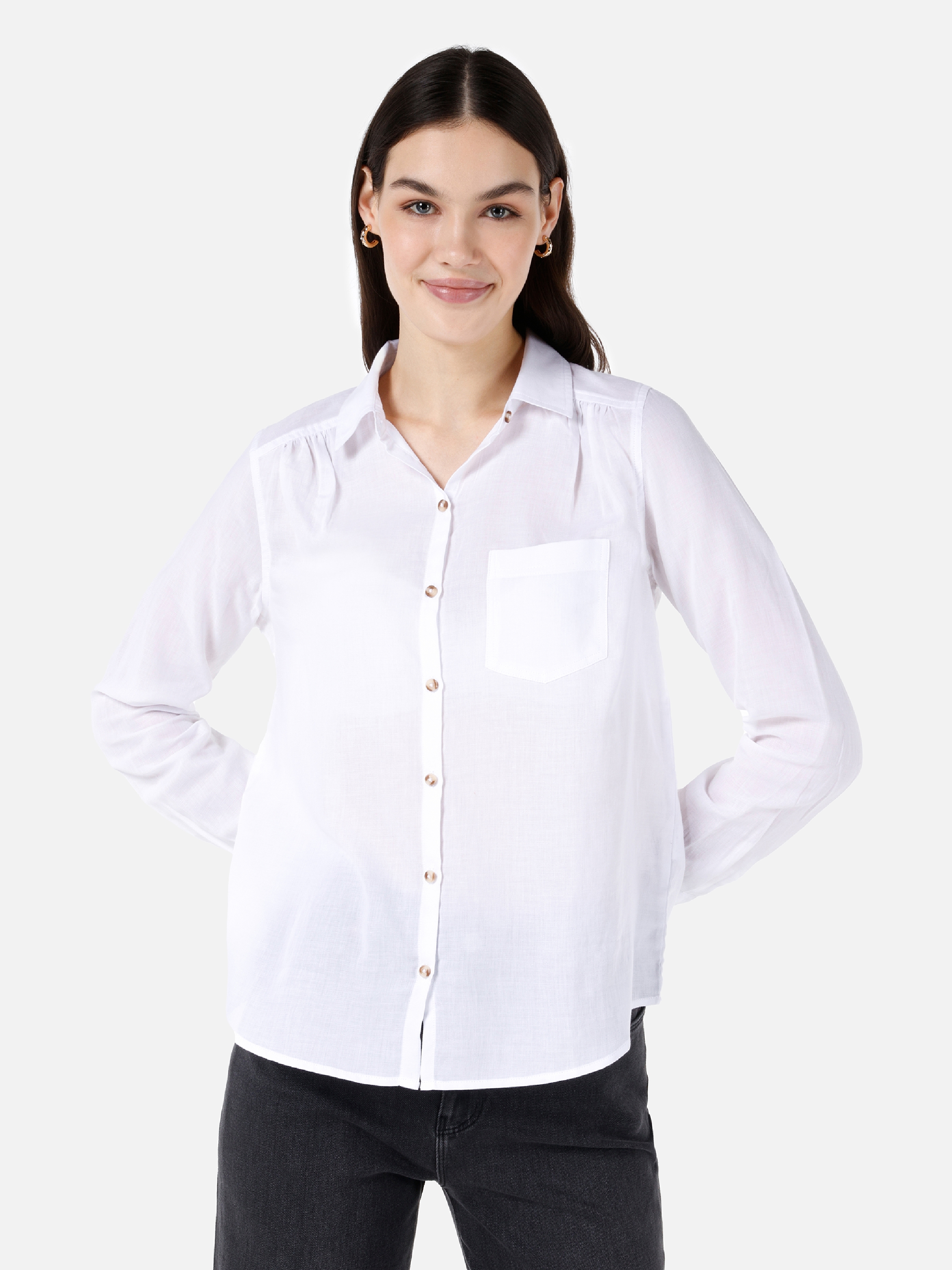 Beyaz Kadın Gömlek U.kol CL1068235