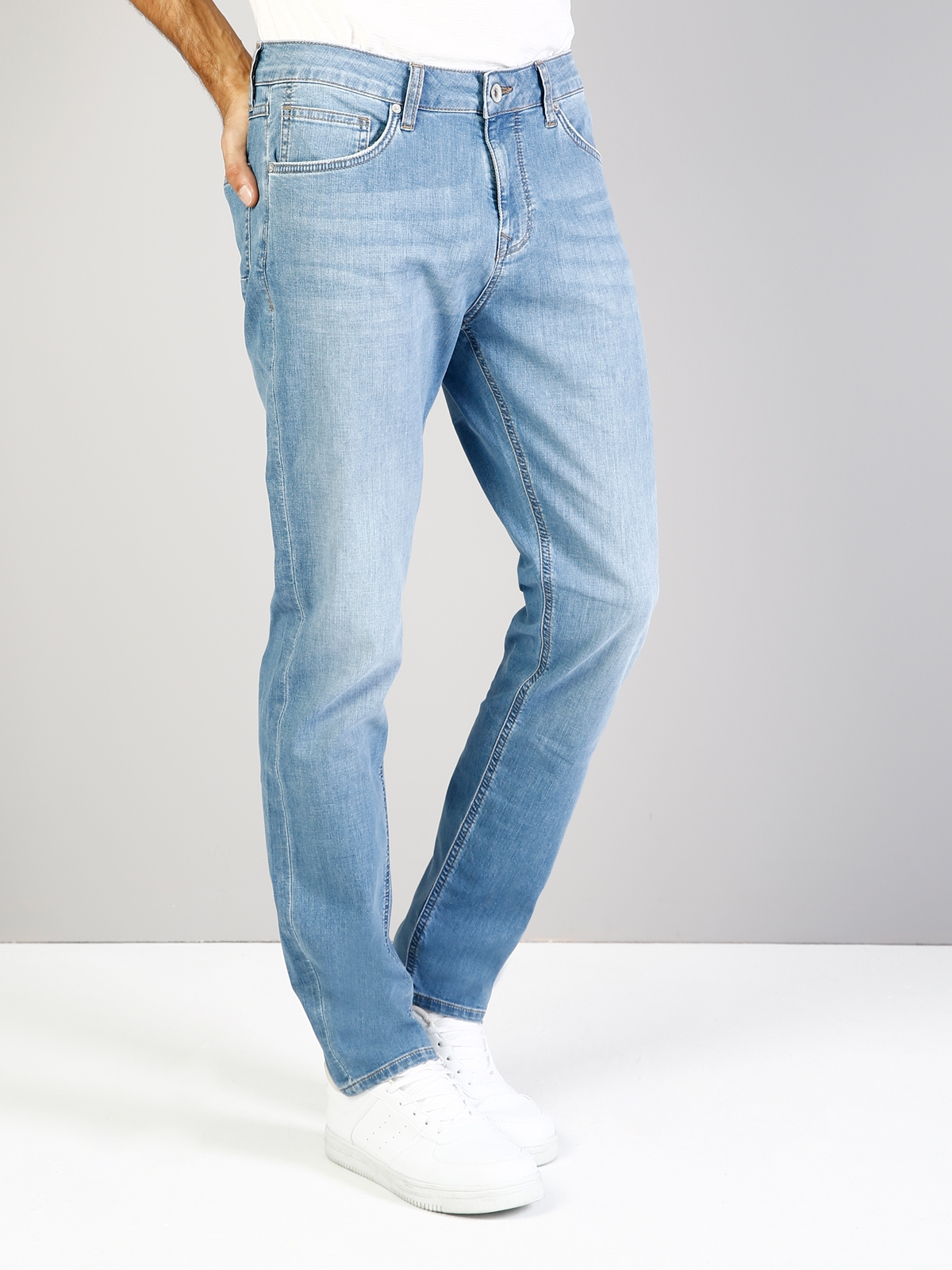 Colins 067 Jack Normal Kesim Orta Bel Tapered Leg Mavi Jean Pantolon. 5
