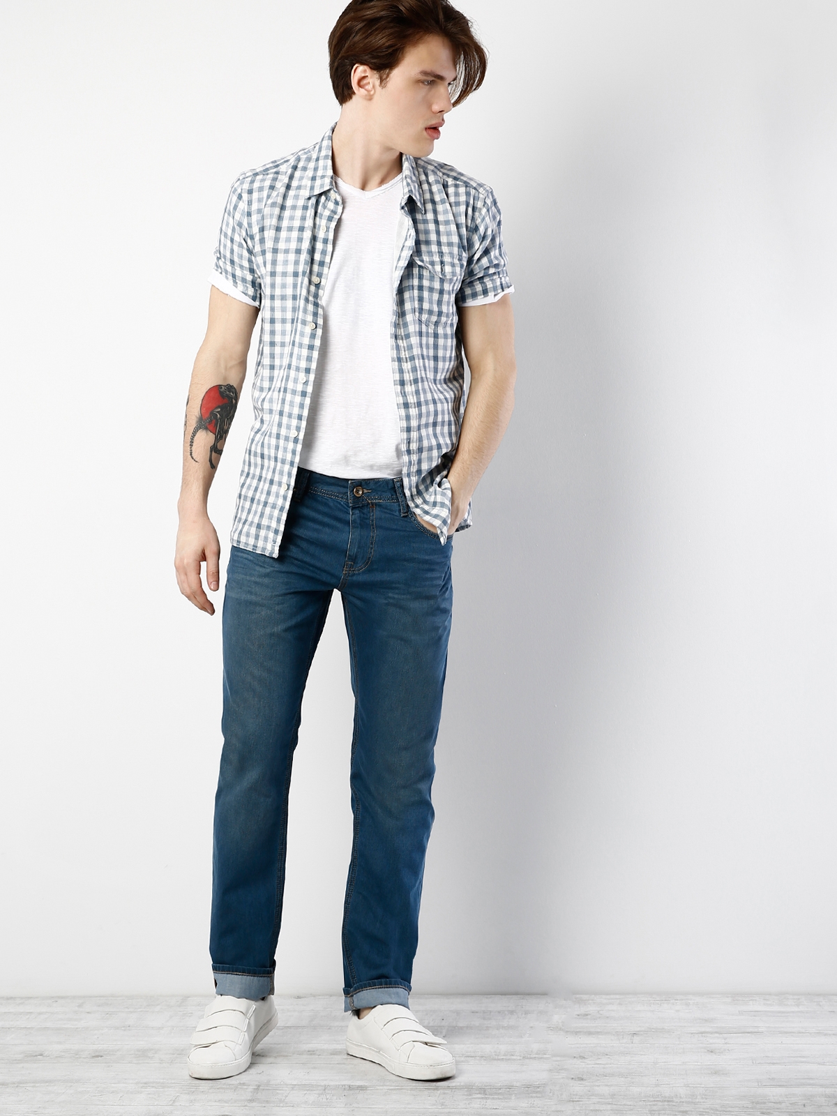 Colins - 045 David Normal Kesim Orta Bel Geniş Paça Koyu Mavi Jean Pantolon