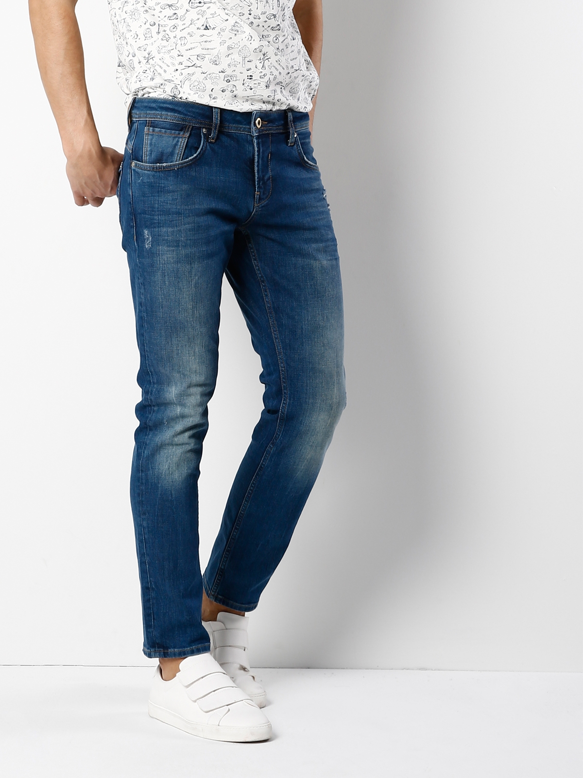 Colins - 044 Karl Normal Kesim Düşük Bel Düz Paça Mavi Jean Pantolon