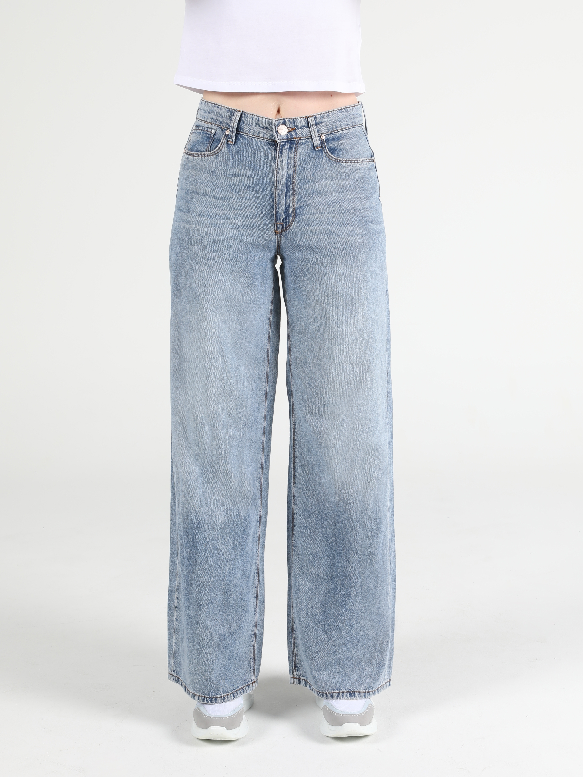 Vıta Orta Bel Wide Leg Regular Fit Jean Kadın Jean Pantolon