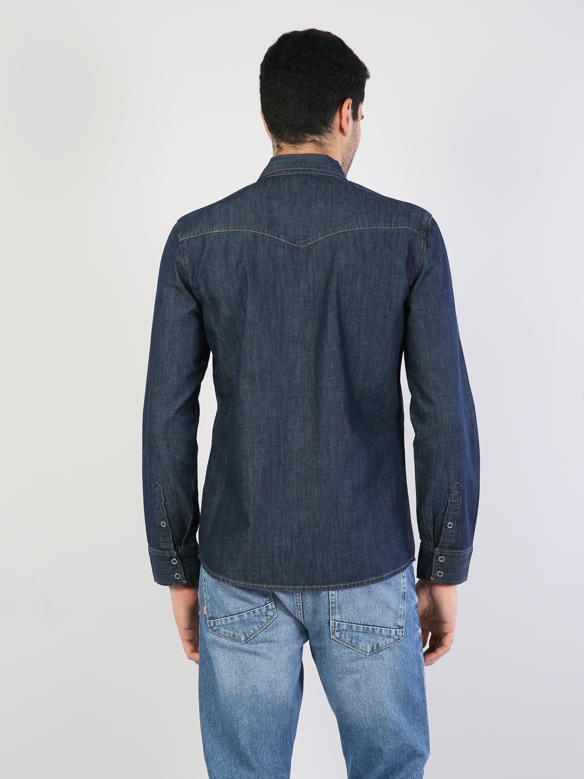 Mavi Uzun Kol Jean Gömlek