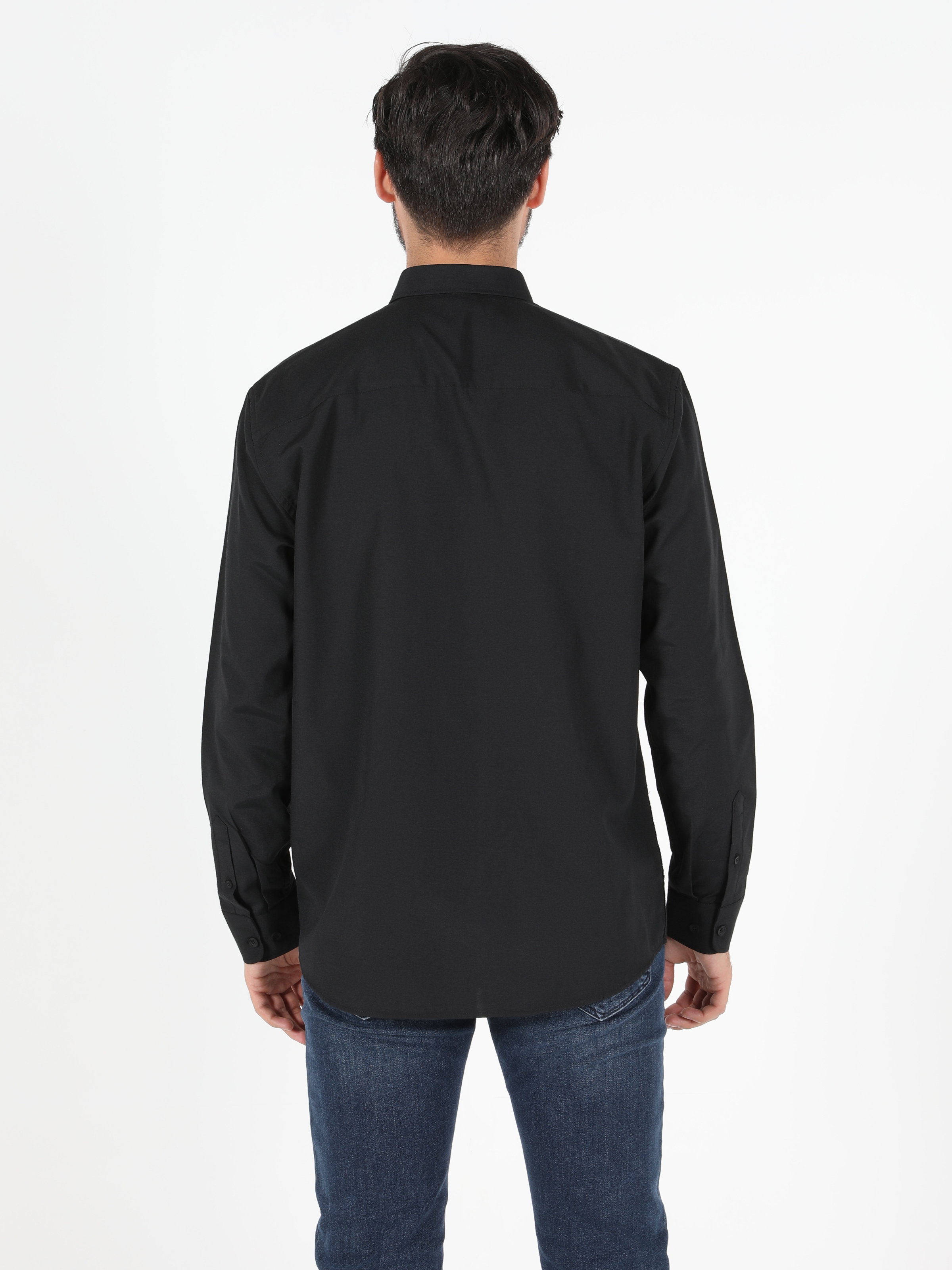 Colins Regular Fit Shirt Neck Erkek Siyah Uzun Kol Gömlek. 2