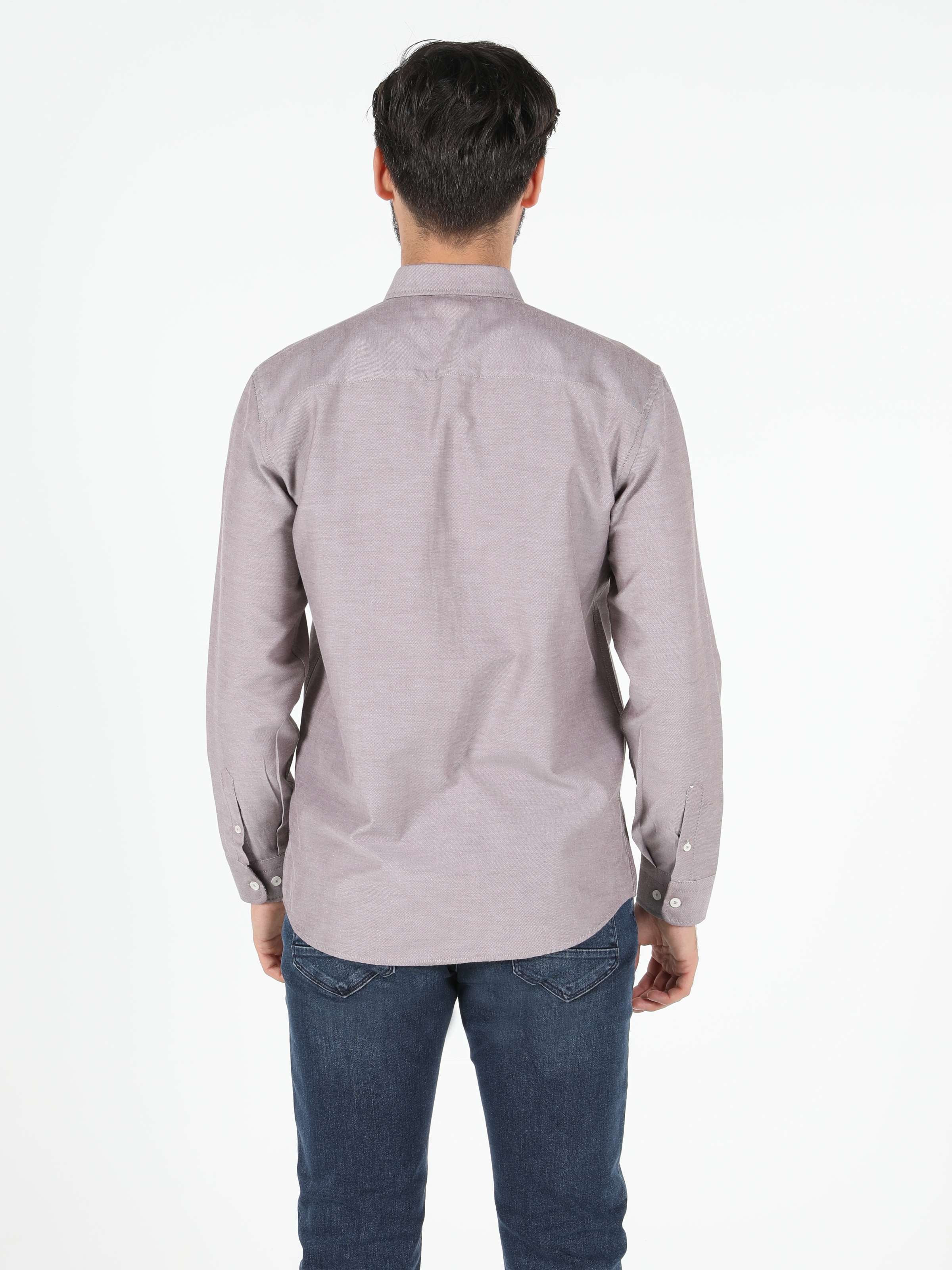 Regular Fit Shirt Neck Erkek Kahverengi Uzun Kol Gömlek Cl1052249
