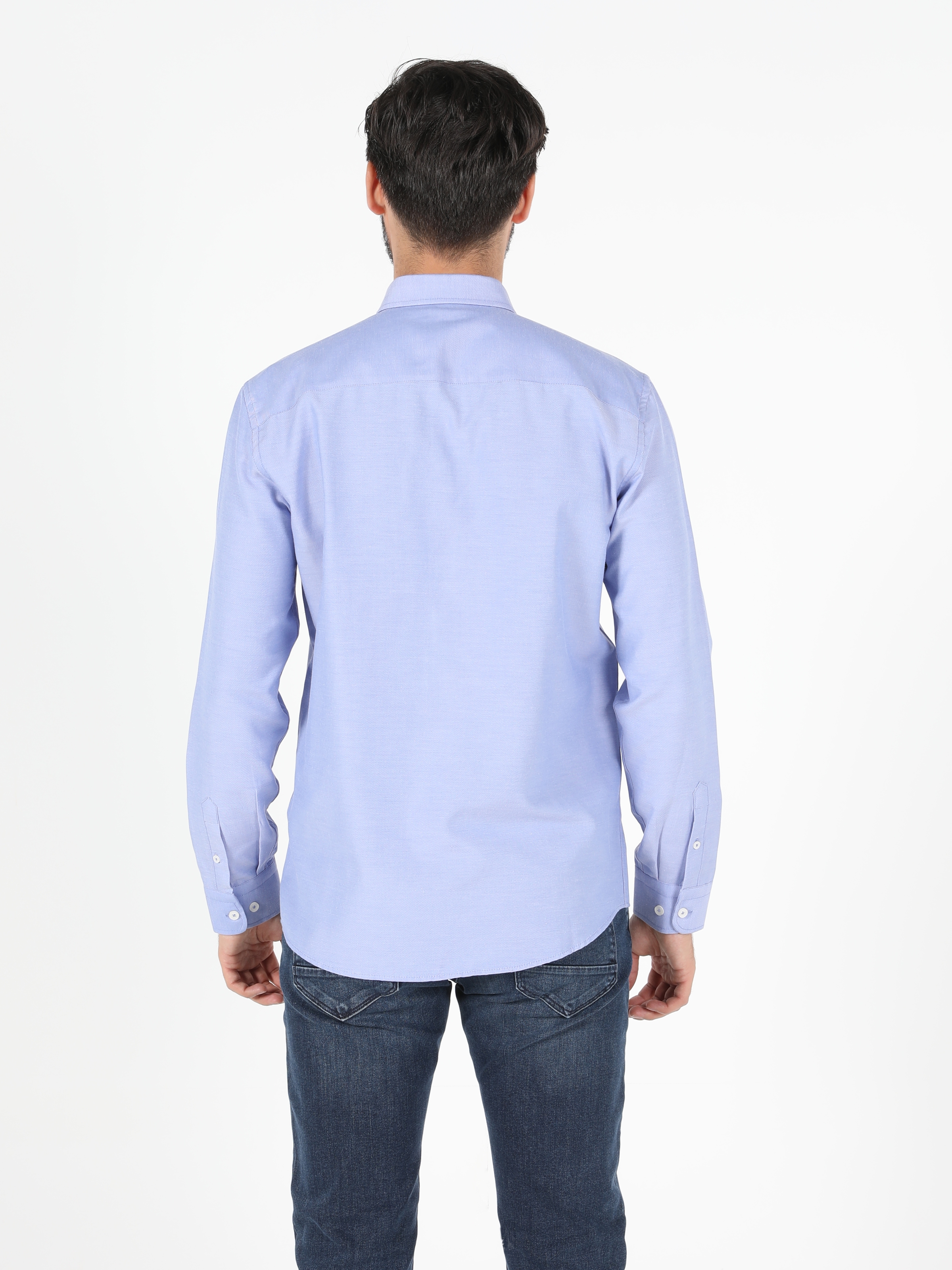 Colins Regular Fit Shirt Neck Erkek Mavi Uzun Kol Gömlek. 2