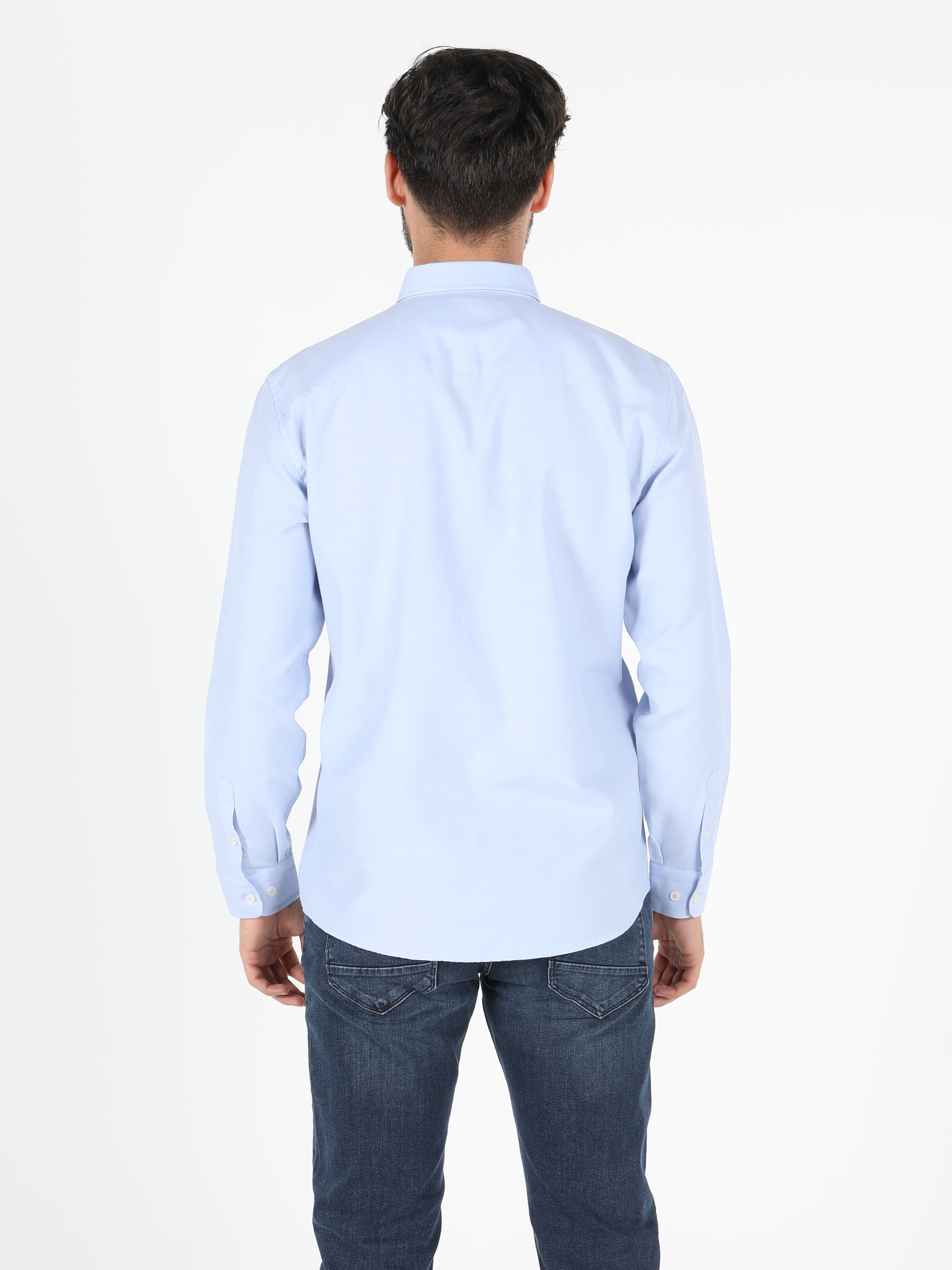 Colins Regular Fit Shirt Neck Erkek Açık Mavi Uzun Kol Gömlek. 2